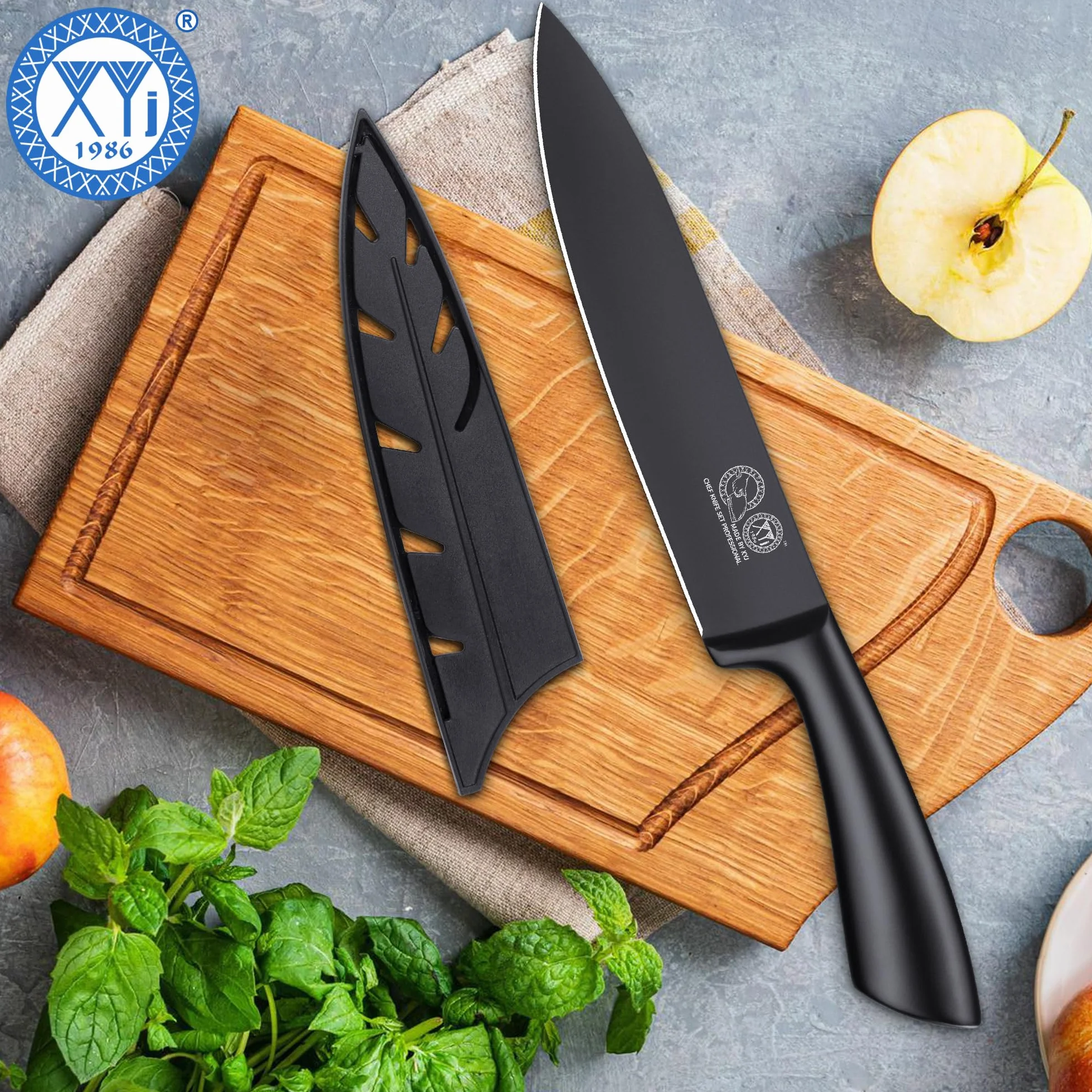 XYJ Japanese Chef Knife Stainless Steel,8 Inch,Razor-Sharp Professional Kitchen Knife Cutlery,Ergonomic Handle,Slicing Cooking Chefs Knife With Sheath Case