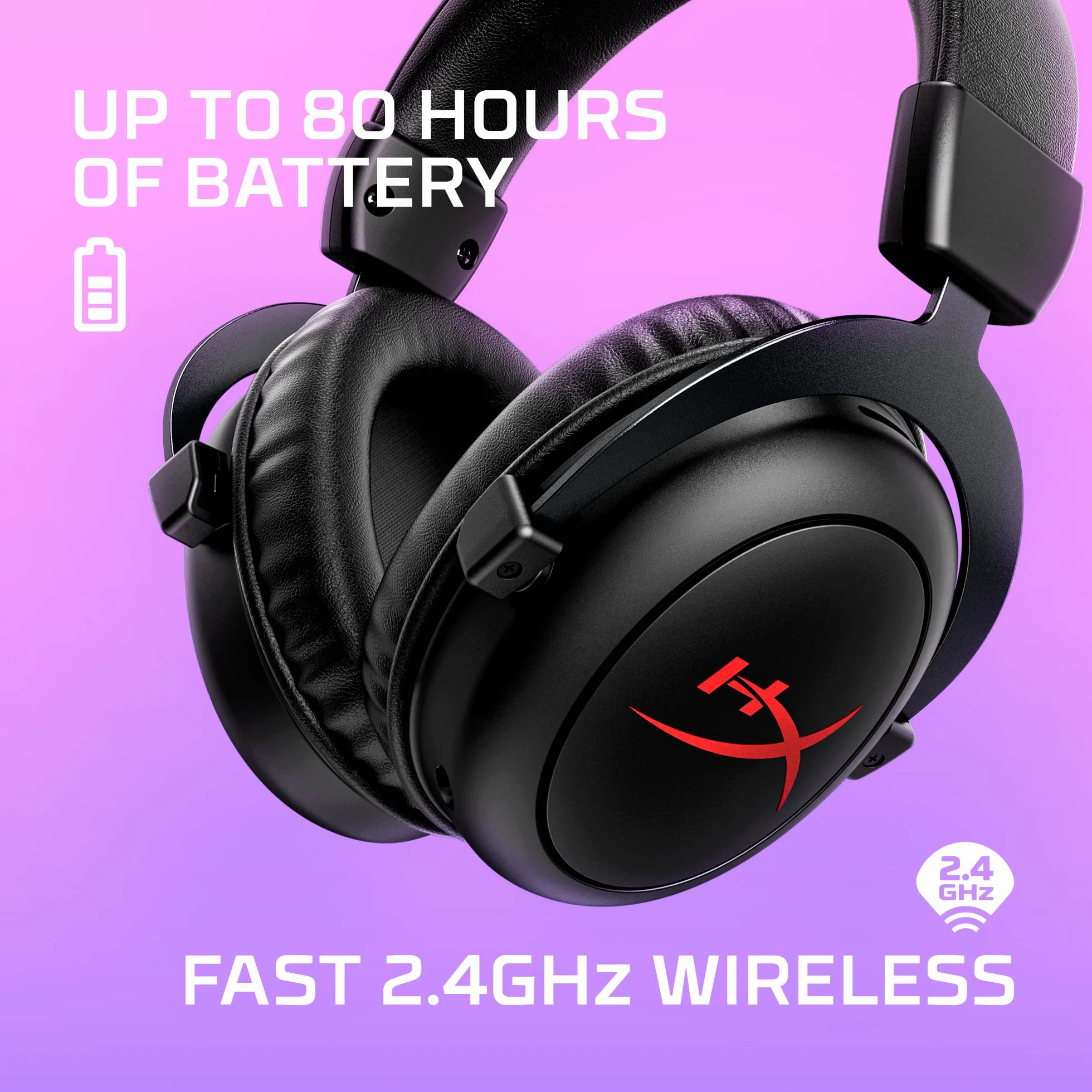 HyperX Cloud II Core Wireless - Zestaw słuchawkowy do gier PC, DTS Headphone: X Space Audio, Memory Pads, Czarny