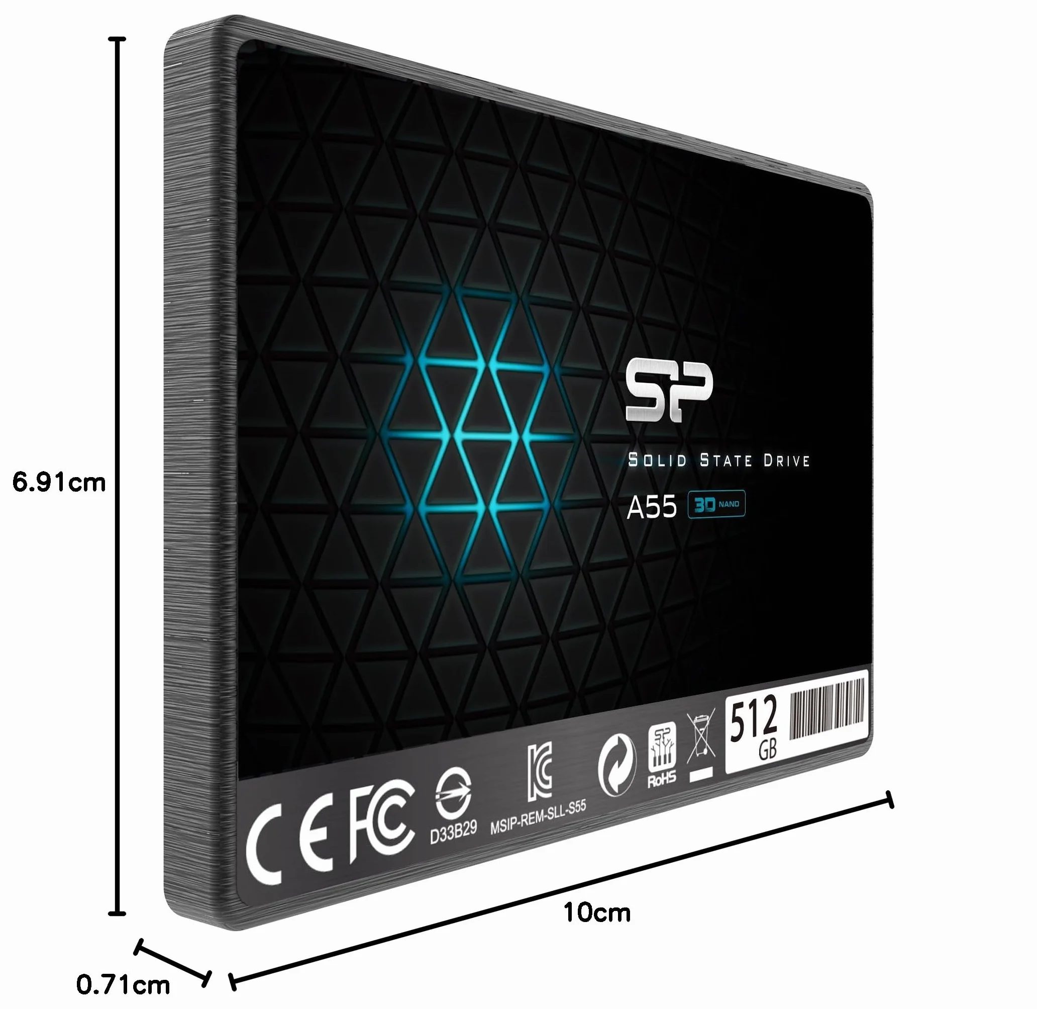 Silicon Power SSD 512 GB 3D NAND A55 SLC Cache Performance Boost 2,5 cala SATA III 7 mm (0,28") wewnętrzny dysk SSD, dysk twardy