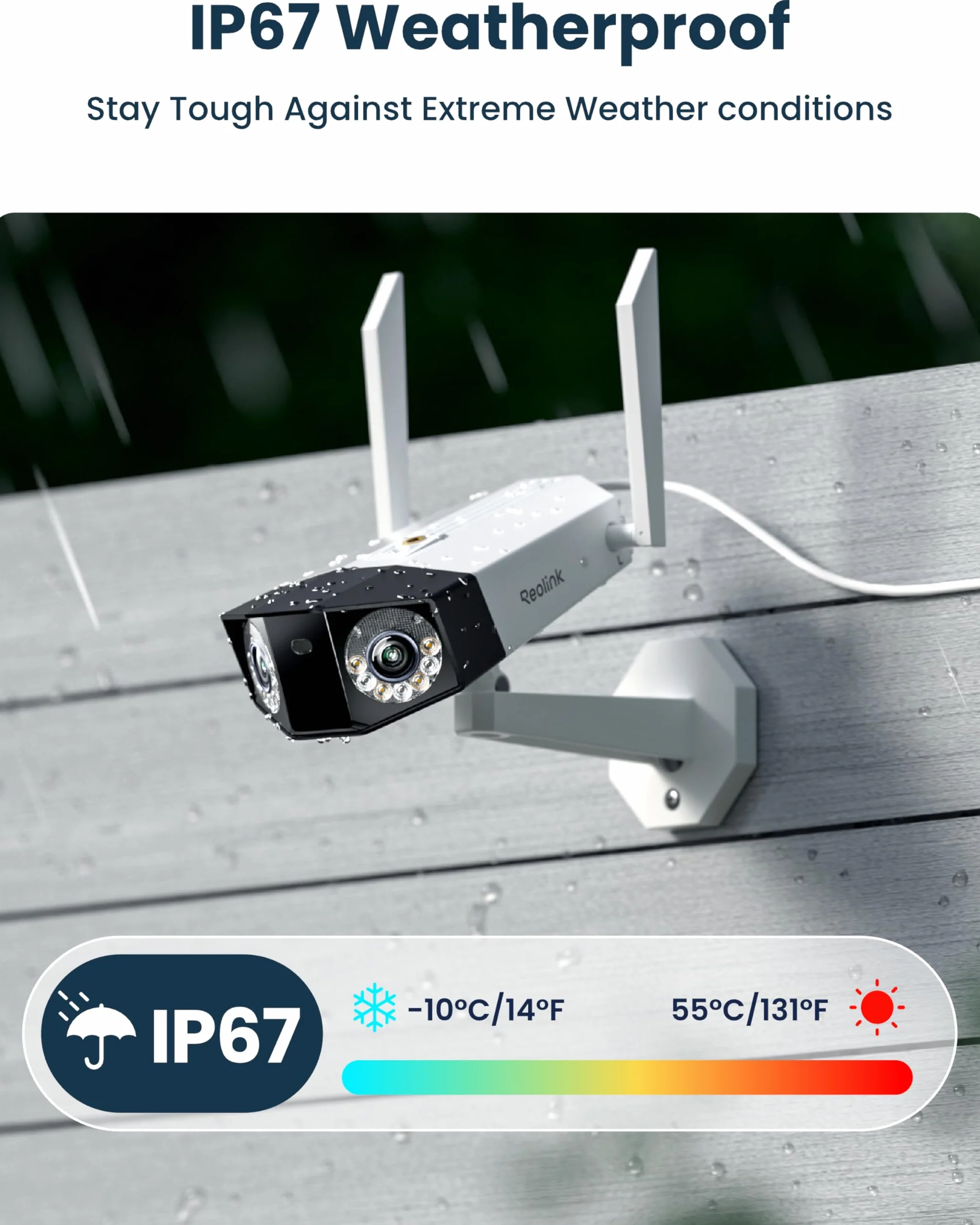 Reolink 16MP UHD 180° panoramiczna kamera Wi-Fi, dwuzakresowe Wi-Fi 2.4/5GHz 6, śledzenie ruchu, noktowizor, inteligentne wykrywanie, nagrywanie 24/7, lokalna pamięć masowa, Reolink Duo 3 WiFi