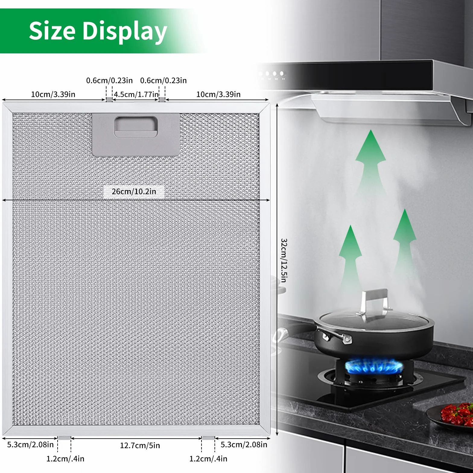 2-pak metalowych filtrów przeciwtłuszczowych do okapu kuchennego - 320 x 260 mm, aluminiowy filtr przeciwtłuszczowy, filtr zamienny, metalowy filtr przeciwtłuszczowy do okapów kuchennych