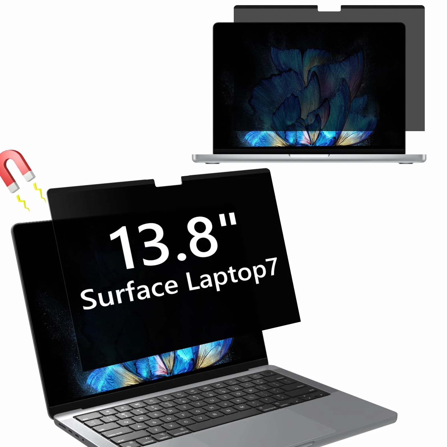 Magnetyczny filtr prywatyzujący do laptopa Surface 7 o przekątnej ekranu 13,8", ochrona przed odciskami palców, ochrona wyświetlacza PET, zdejmowana ochrona przed oślepieniem niebieskiego