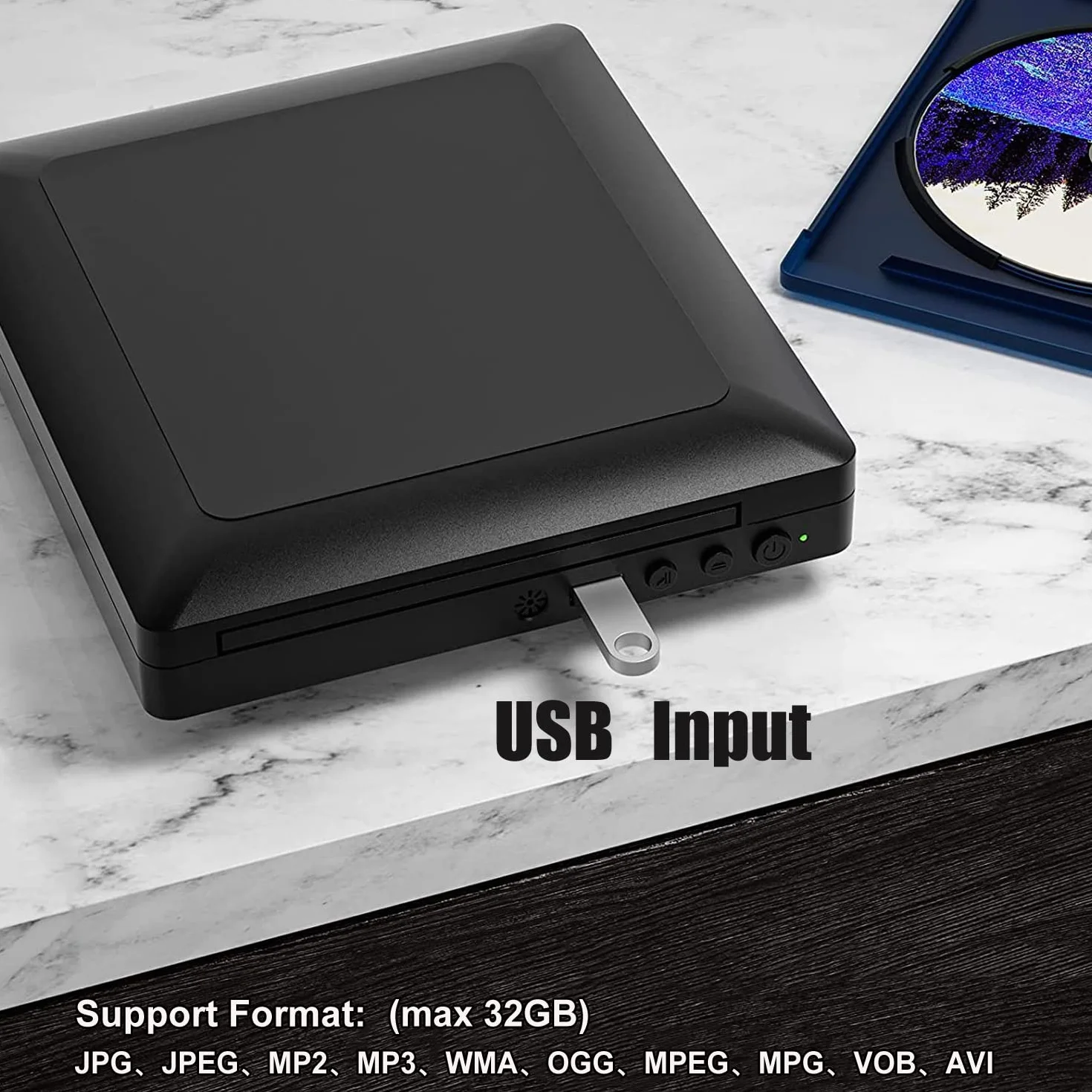 Ceihoit Mini odtwarzacz DVD, odtwarzacz CD/DVD do telewizora z wyjściem HDMI/AV, kabel HDMI/AV, obsługa HD 1080P z wbudowanym systemem PAL/NTSC