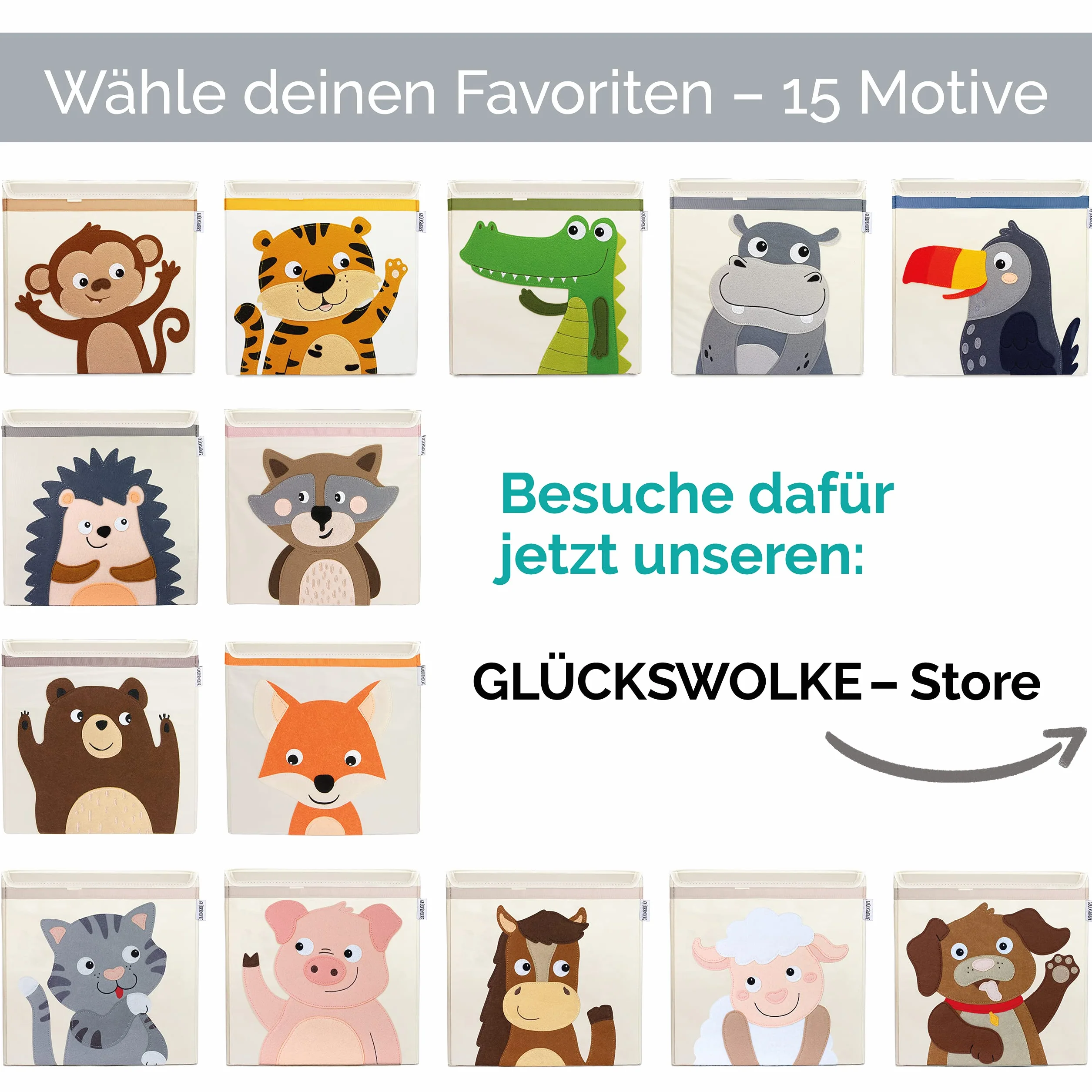 GLÜCKSWOLKE pudełko do przechowywania dla dzieci 33x33x33 cm motyw jeża skrzynka na zabawki z pokrywką
