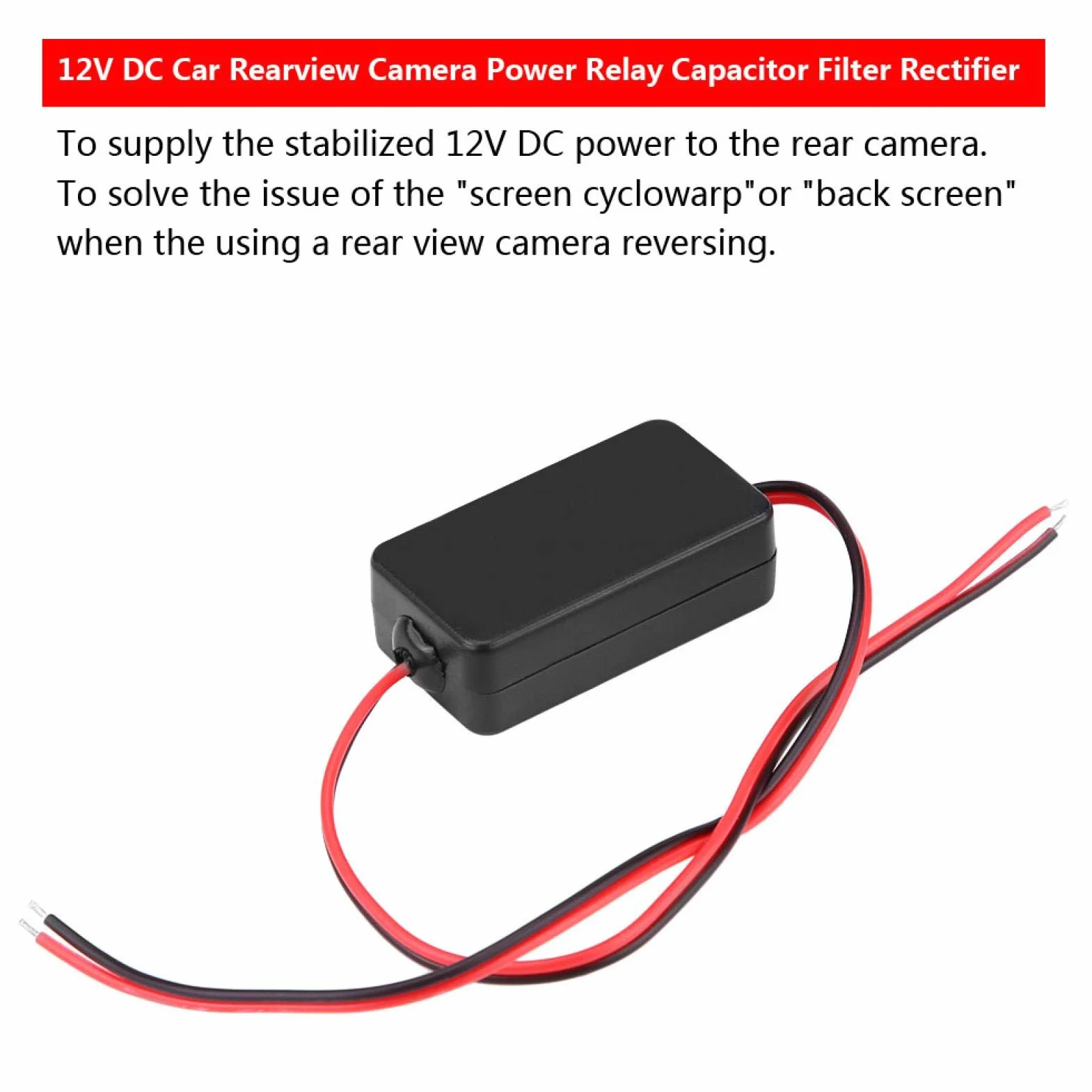 Qiilu filtr przeciwpasożytniczy 12 V do kamery cofania, prostownik filtra kondensatora, przekaźnik mocy, 12 V, DC N4i268