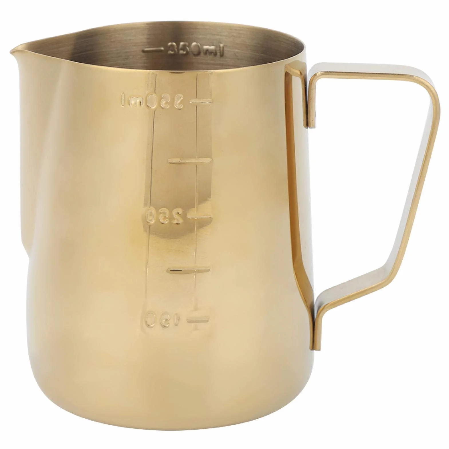 Kubek na mleko ze stali nierdzewnej 350 ml do latte z ergonomicznym uchwytem złoty