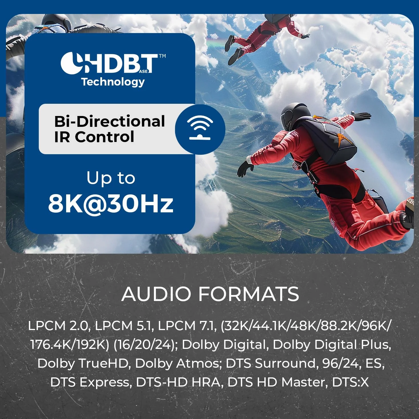 OREI Przedłużacz 4K przy 120 Hz HDMI Over Ethernet Balun - HDBaseT UltraHD 8K przy 30 Hz CAT6/7 kabel ze sterowaniem HDR, CEC i IR, RS-232, wyjście audio do 400 stóp (BK-EXB400R-K)