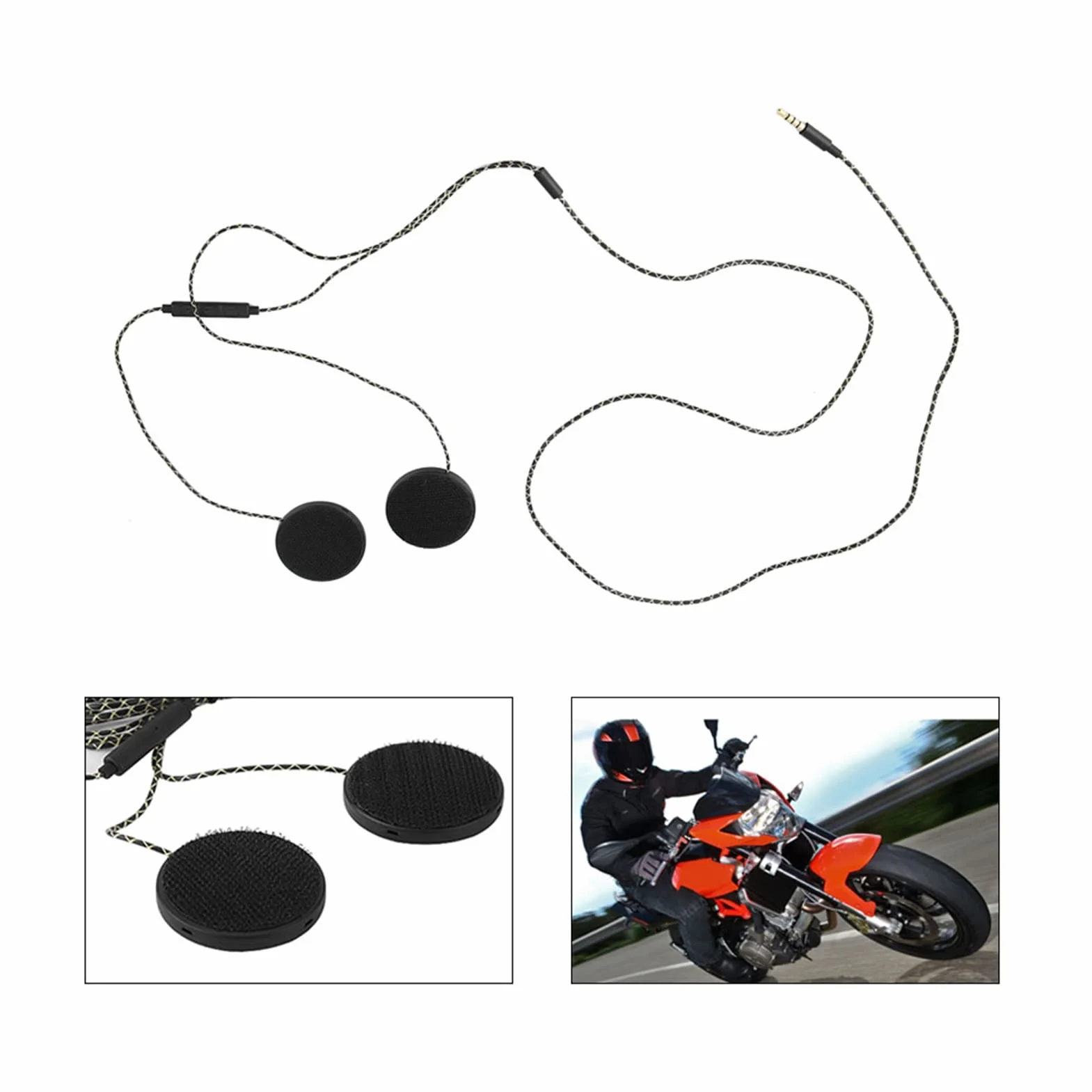Słuchawki na kask, długość kabla 1,2 m / 3,9 stopy Zestaw słuchawkowy do kasku motocyklowego Głośniki słuchawkowe Obsługa połączeń w trybie głośnomówiącym