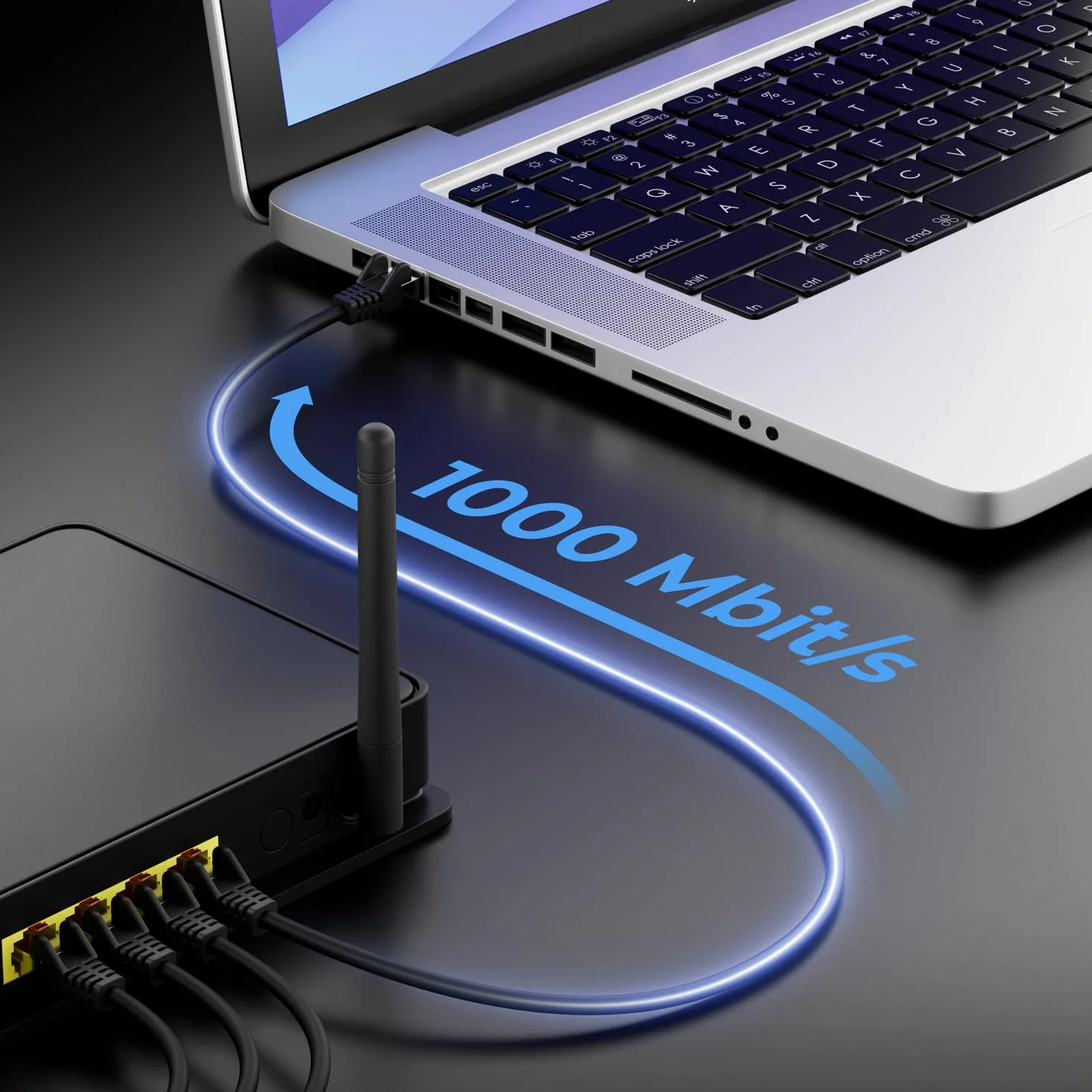 deleyCON 5m Kabel Sieciowy Cat6-1000 Mbit (Miedź, S/FTP, Bezhalogenowy) RJ45 Gigabitowy Patchcord Ethernet LAN - do DSL, Internetu, Wi-Fi, Switcha, Routera, Modemu, Panelu Krosowego, PoE - Czarny