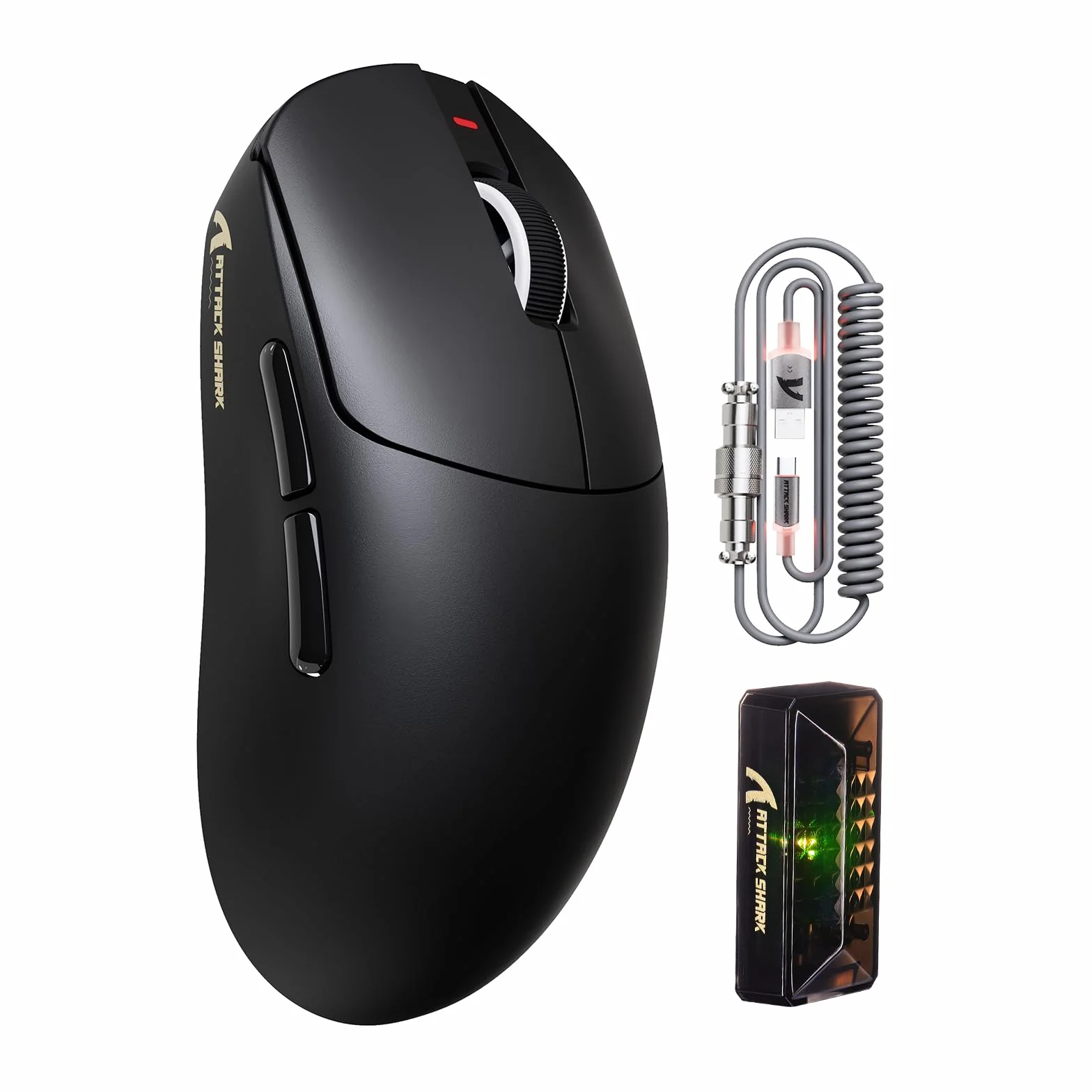 ATTACK SHARK X8PRO 55g Bezprzewodowa Mysz do Gier, 40000 DPI, 8 kHz, 2,4 GHz/BT, 500mAh, Czarny