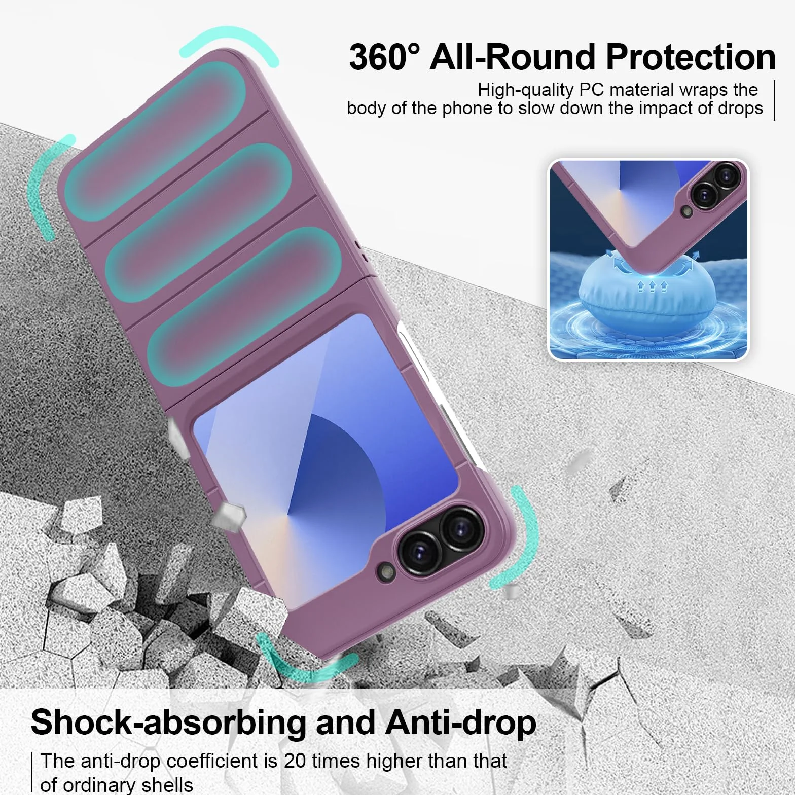 Silikonowy Etui do Samsung Galaxy Z Flip 6, Miękką Wyściółką Wewnętrzną z Mikrofibry, Obiektywem Aparatu Pełna Ochrona, Osłona Odporna na Uderzenia - fioletowe