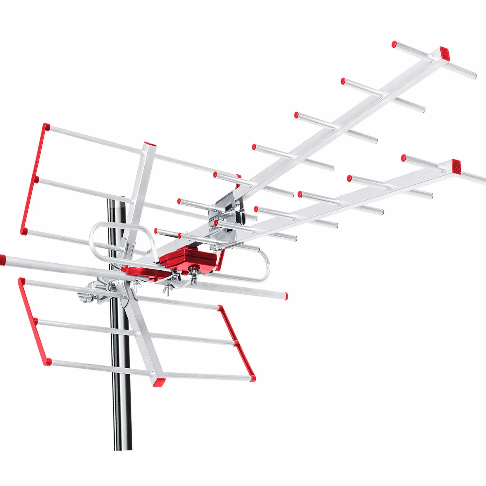 Maclean MCTV-855A Antena Zewnętrzna TV, Odbiornik Do Telewizora Na Dach DVB-T DVB-T2 Combo UHF VHF Aktywna, Full HD TV, Wtyk TV Gniazdo F, Antena Odporna Na Wiatr, Deszcz, Śnieg i Temperaturę