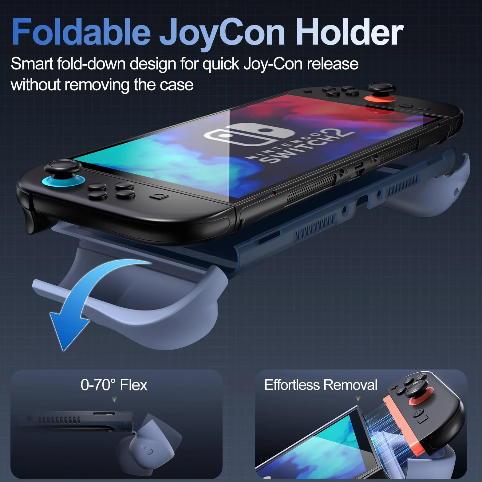 ProCase Etui dokujące do Nintendo Switch 2 2025, pokrowiec ochronny Slim Grip 7,9 cala, ergonomiczne gniazdo - granatowy