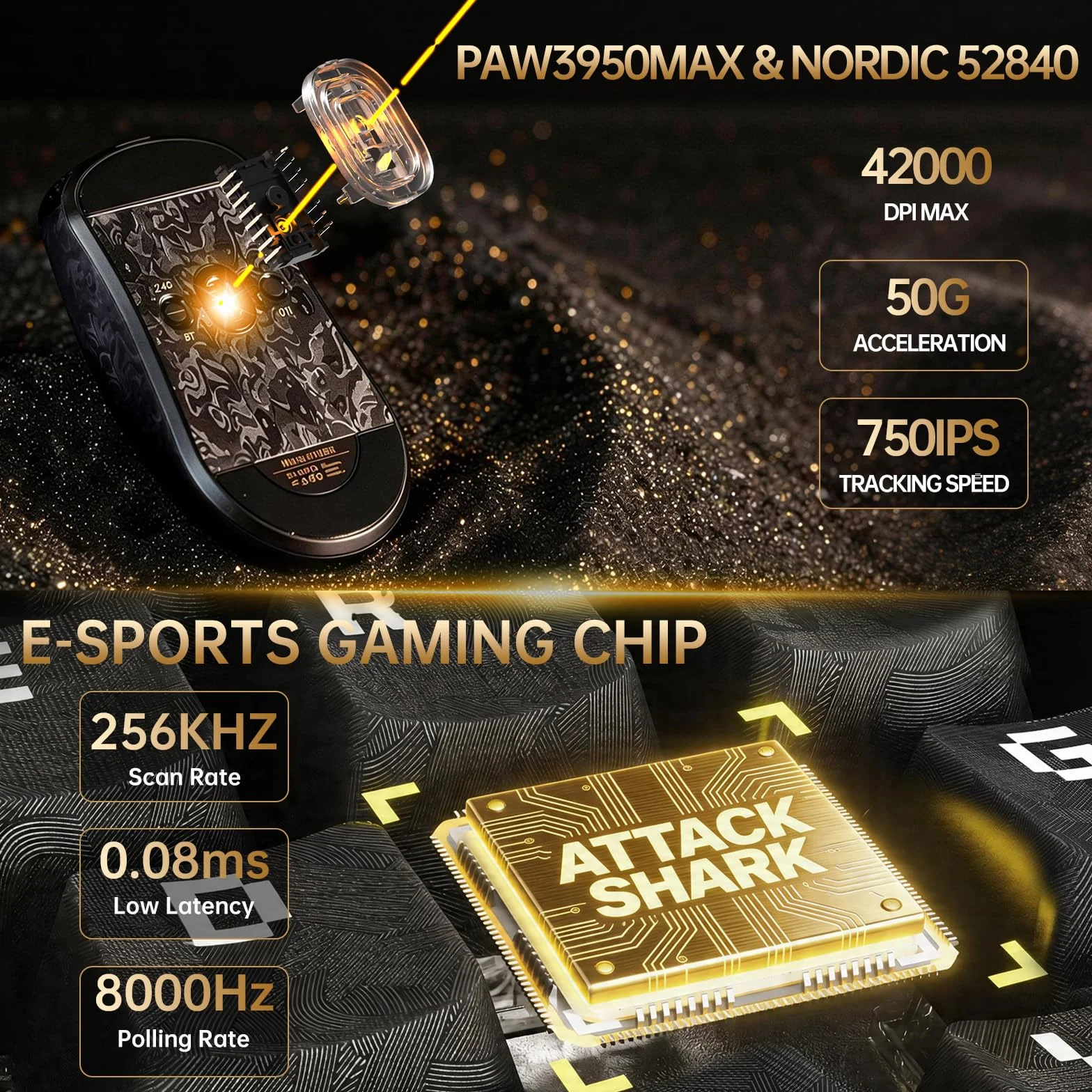 ATTACK SHARK R68 HE Zestawy Składające Się z Przewodowej Klawiatury Magnetycznej i Bezprzewodowej Myszy Gamingowej R11 ULTRA z Włókna Węglowego, 8000Hz Rapid Trigger, Mysz 49g, 42000DPI, Ink Shade