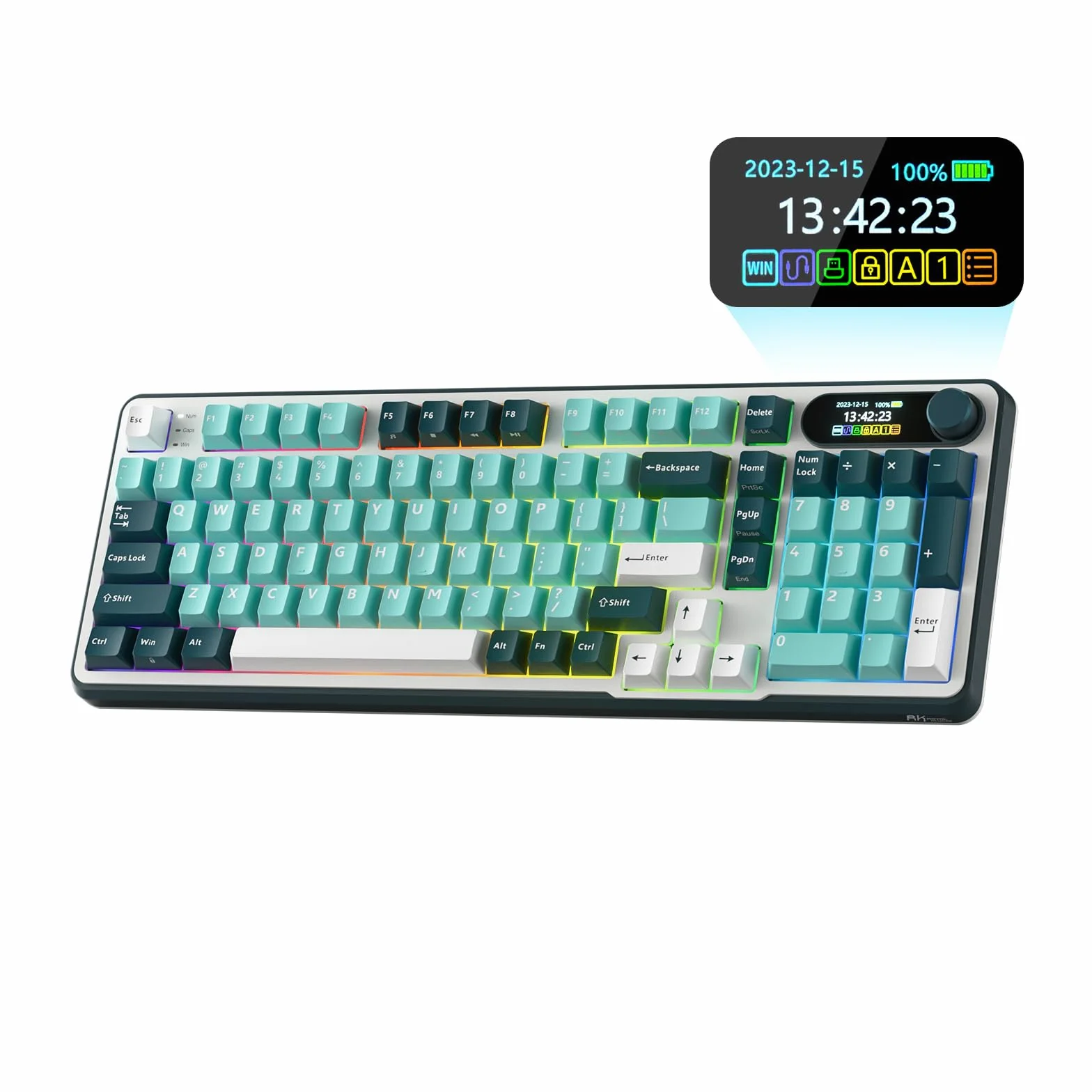 RK ROYAL KLUDGE S98 Klawiatura mechaniczna z inteligentnym wyświetlaczem i przyciskiem, 96% bezprzewodowa klawiatura mechaniczna BT/2.4G/USB-C, gorąca wymiana, obsługa oprogramowania