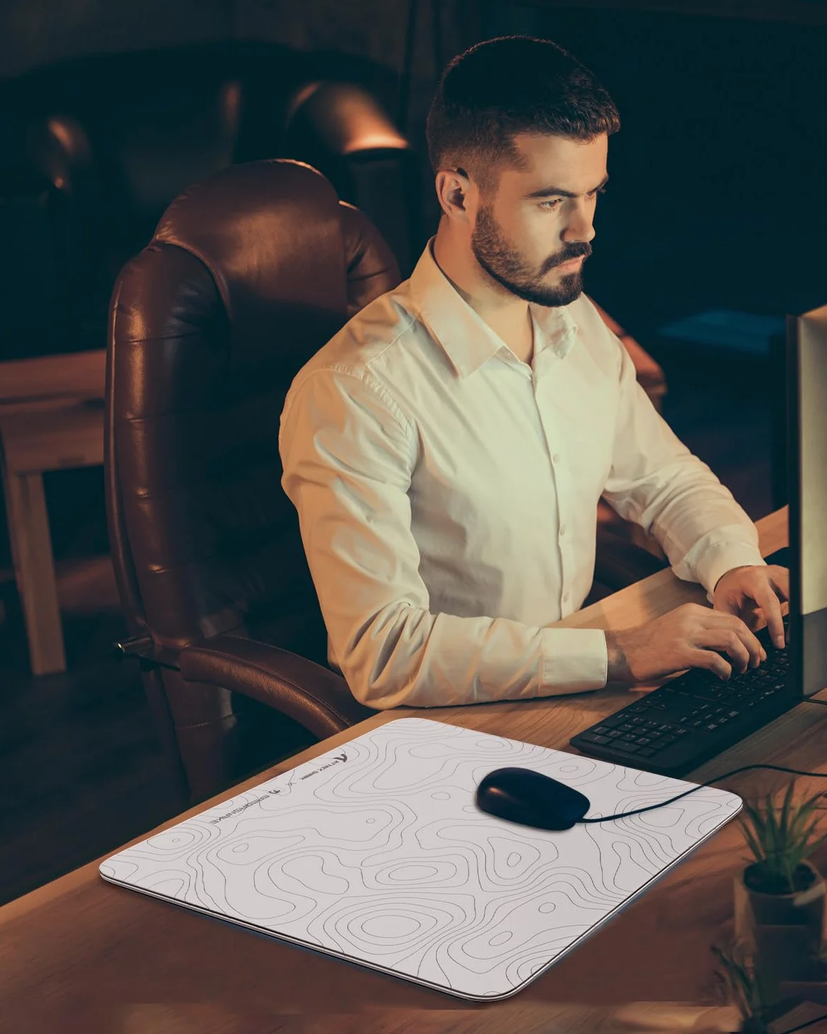 MAMBASNAKE x ATTACK SHARK CM05 Contour Glass Hard Gaming Mousepad,Nano-Micro-Etched Texture,Smooth Glass Surface,High Accuracy,Fast-Moving,Anti-Scratch, PU Leather Non-Slip Base, Large Size(450×400mm)