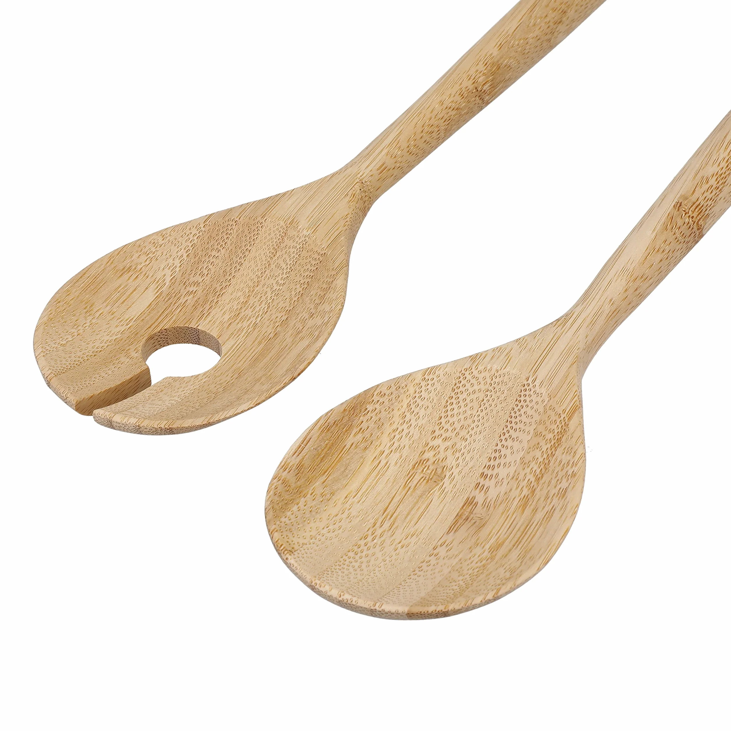 KitchenAid Bambusowe serwery do sałatek, szczypce do sałatek, widelec i łyżka, zestaw sztućców, idealne do mieszania sałatek i serwowania kolacji, 30 cm