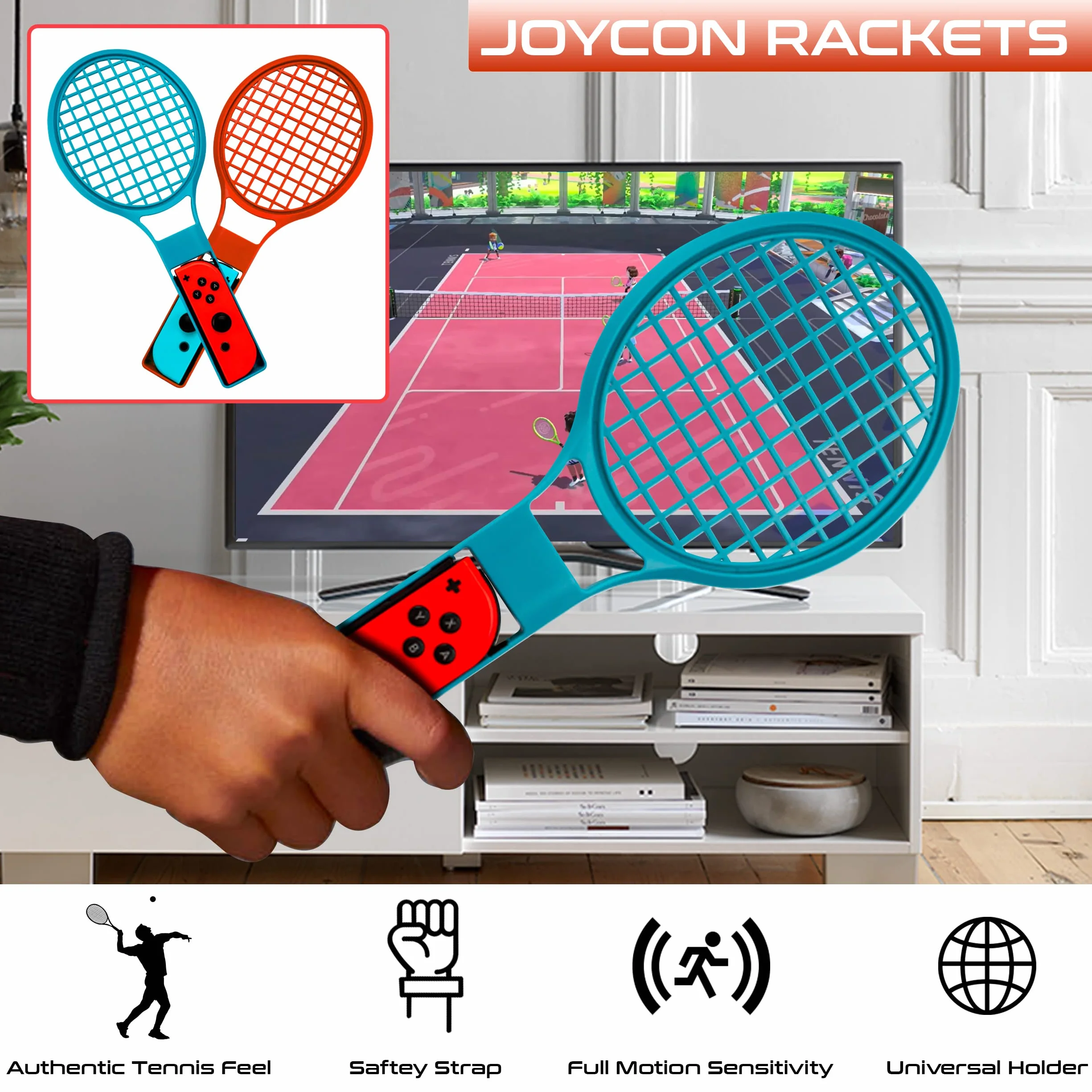 Zestaw akcesoriów Orzly Switch Sports Games 2024 kompatybilny z Nintendo Switch i Switch OLED z rakietami tenisowymi, kijami golfowymi, mieczami Chambara i uchwytami Joy Con Grips
