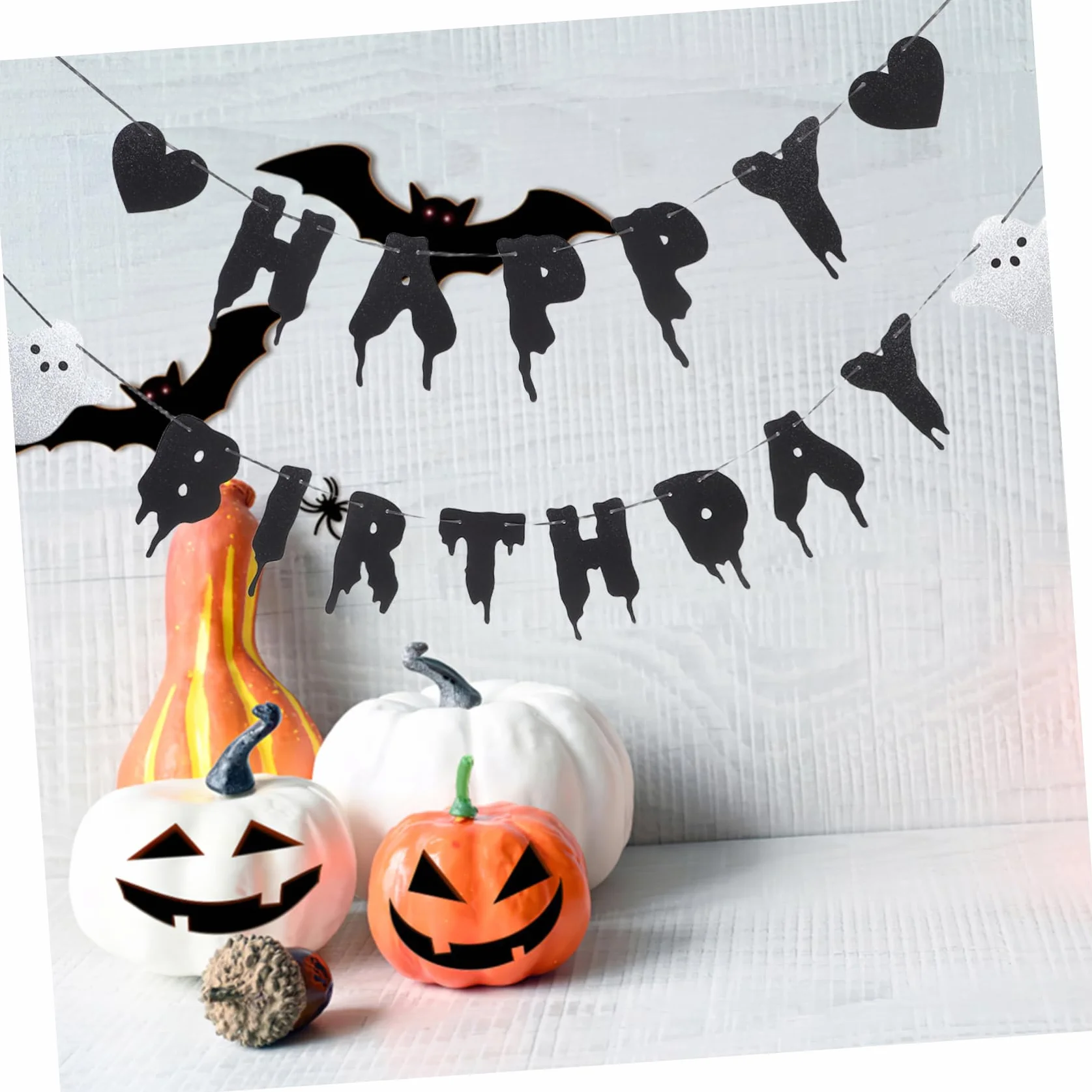 STOBAZA Halloween Birthday Party Banner Ghost Skeleton Decorations Paper Bunting Indoor Outdoor Festival
