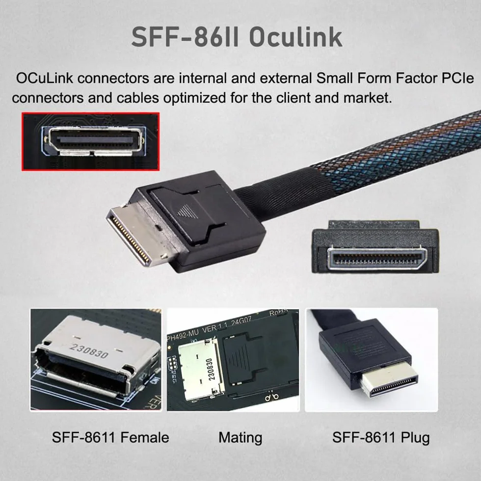 1x adapter PCI-Express 4.0 PCIE na kartę hosta Oculink SFF-8612 SFF-8611 do SSD eGPU U.2, stacja dokująca do zewnętrznej karty graficznej