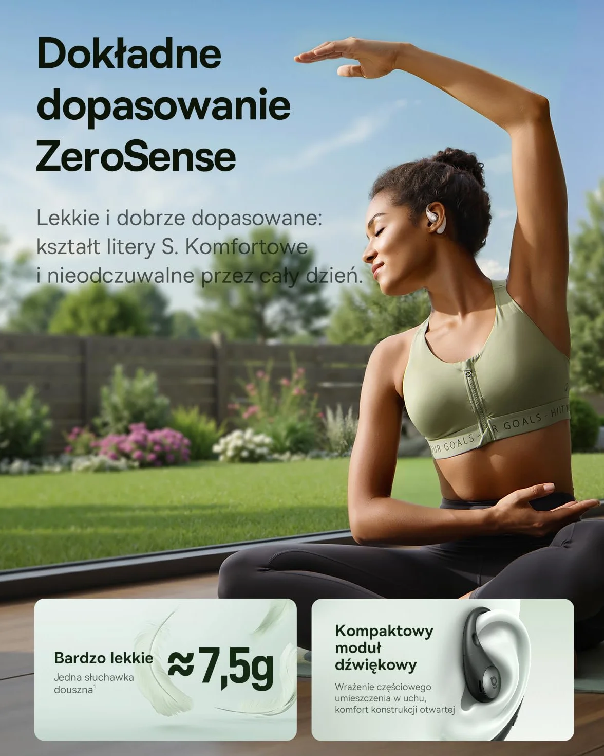 Baseus Eli Sport2 Open Ear słuchawki douszne, słuchawki sportowe, z krzywą komfortu S, 45 h Playtime, SuperBass 2.0, IPX7, Bluetooth 6.0, 4-Mic KI, słuchawki sportowe do biegania