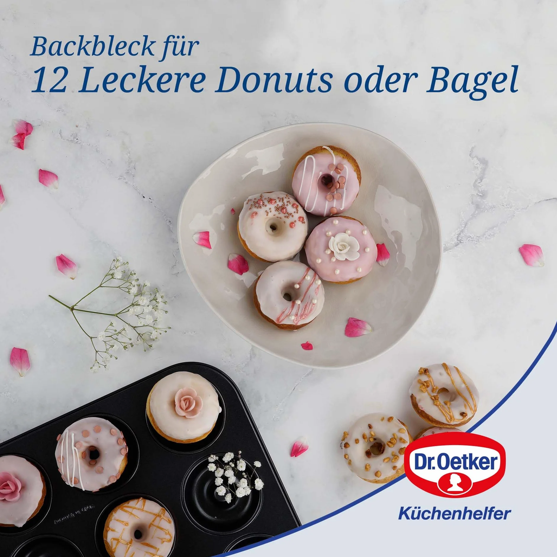 Dr. Oetker tradycyjna forma do pieczenia pączków, 12 sztuk, z powłoką zapobiegającą przywieraniu, wysokiej jakości forma z doskonałym przewodzeniem ciepła,(kolor: czarny)