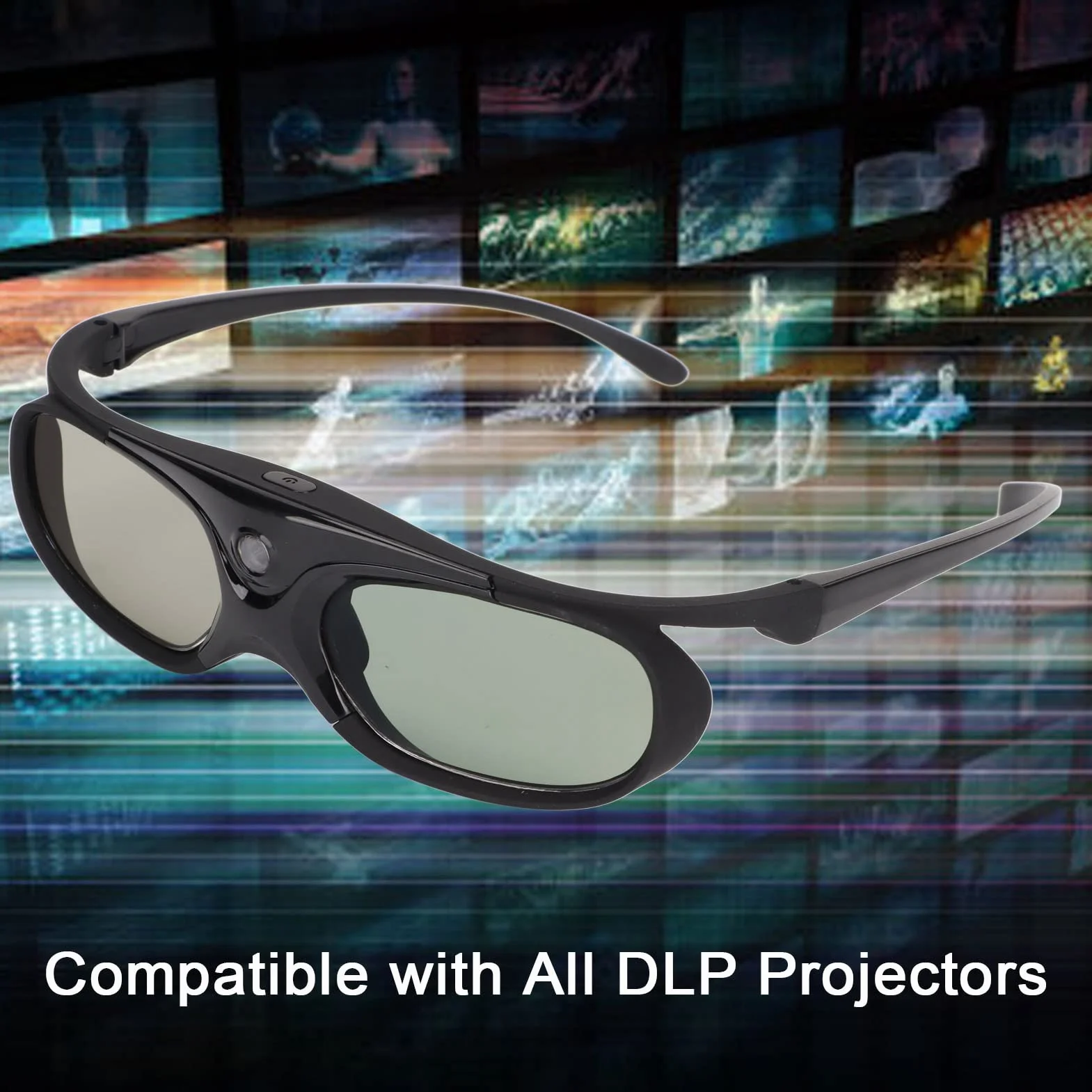 Okulary 3D do Orjektorów 3D DLP, 2 Szt. Okularów 3D z Aktywną Migawką 144 Hz, Wbudowany Akumulator 80mA, Wsparcie dla Optoma, dla BenQ, dla Acer, dla Vivitek, dla Dell, dla Viewsonic