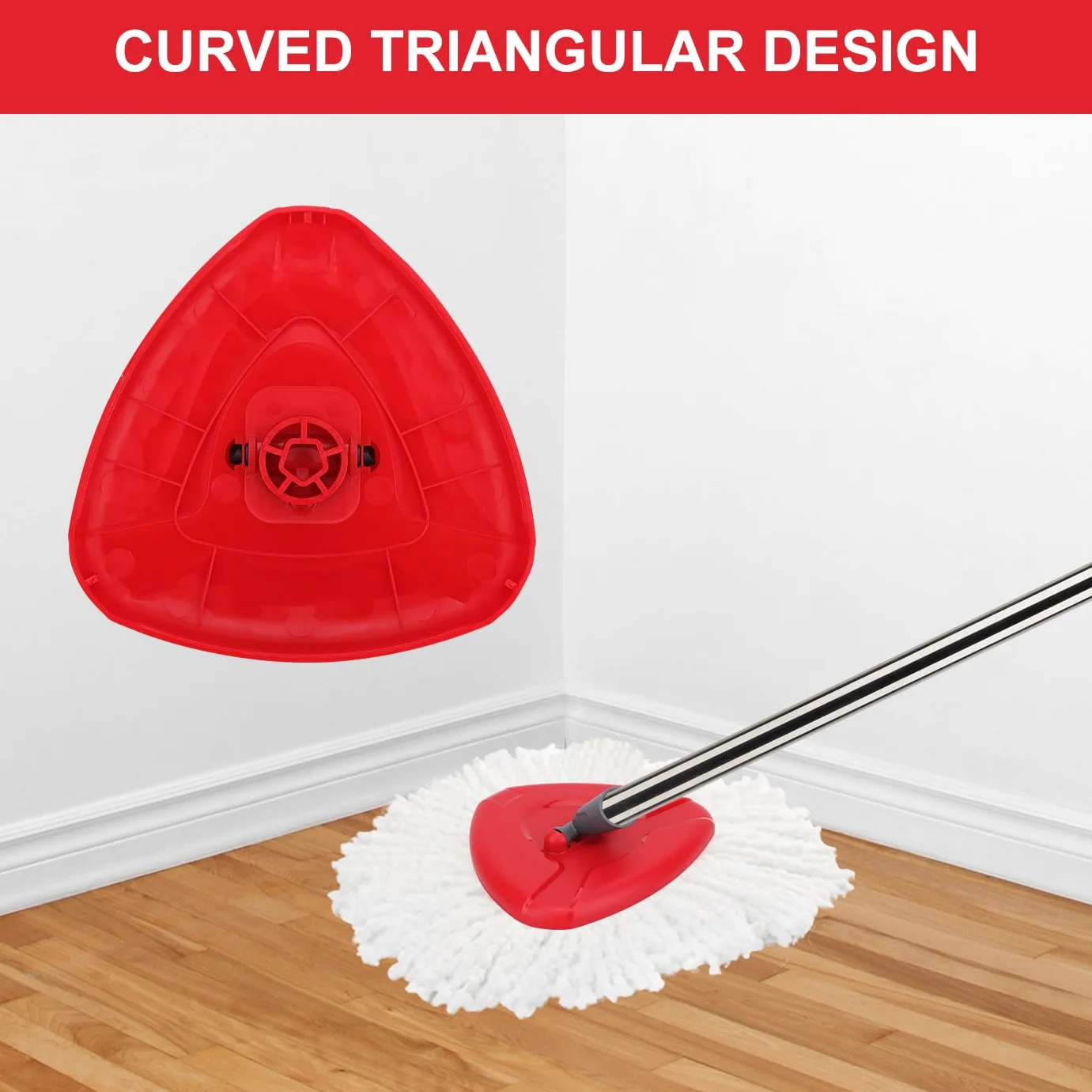 Sgizoku Obrotowa podstawa mopa kompatybilna z wymiennym mopem 2 w 1 Viledar Turbo Smart/Trubo Spin, Plastikowa trójkątna podstawa Akcesoria do mopa O-Cedar EasyWringing&Cleaning