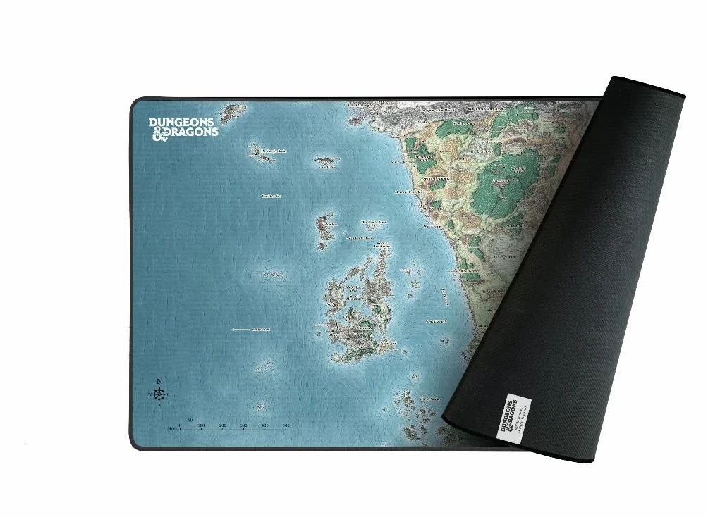 Konix Dungeons & Dragons XXL Podkładka pod mysz 80 x 46 cm do gier PC - antypoślizgowa podstawa - wzór karty Faerûn