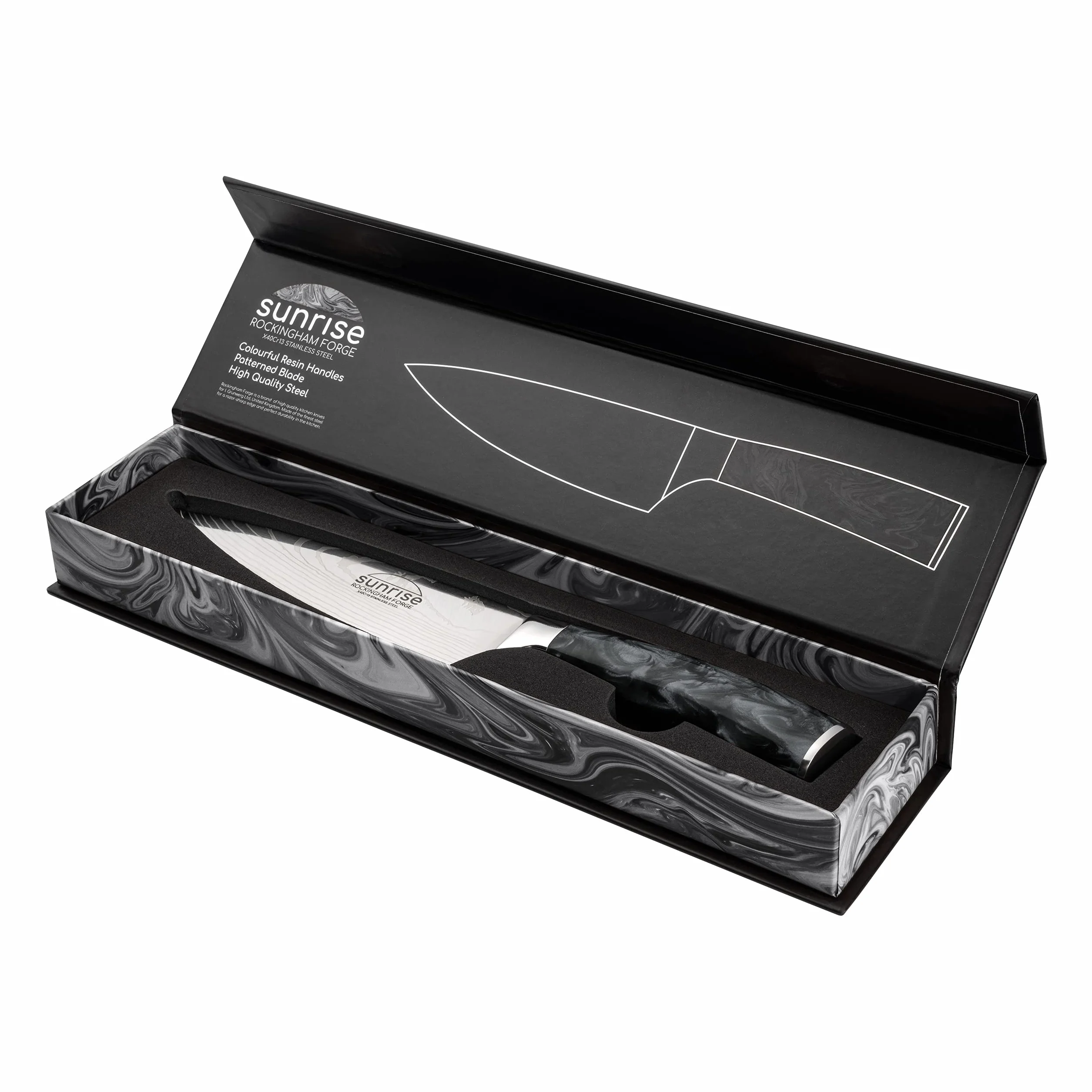 Nóż szefa kuchni Rockingham Forge Sunrise Collection 6", stal nierdzewna z uchwytami z żywicy, Jet Black