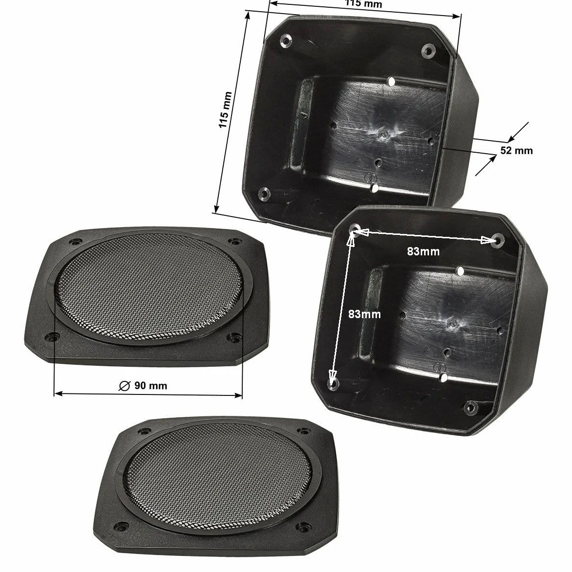 tomzz Audio 2800-017 obudowa g?o?ników do g?o?ników 100 x 100 mm DIN 100 mm, retro, do samochodów, ?odzi, ci??arówek, maszyn budowlanych