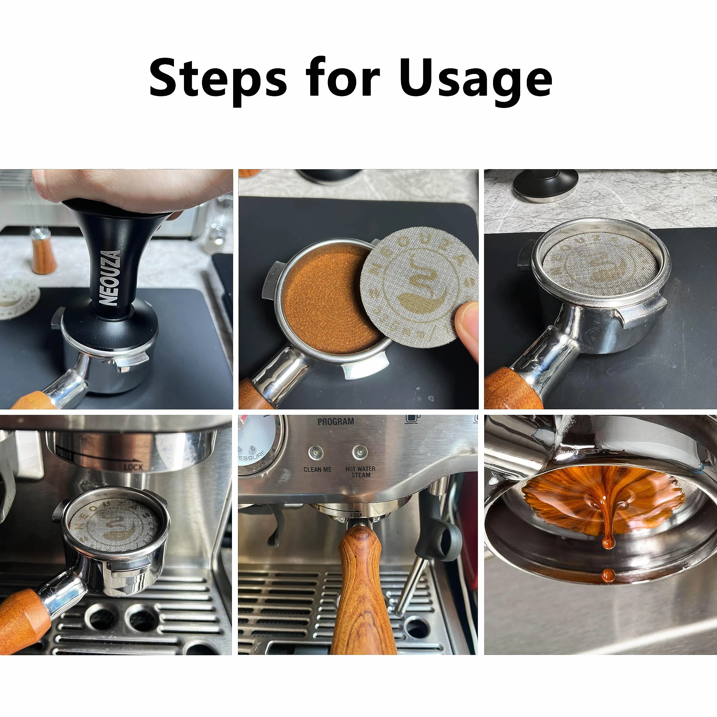 NEOUZA Krążek do espresso, 51 mm, wielokrotnego użytku, 1,7 mm, grubość 150 μm, stal nierdzewna, profesjonalny, dla baristy, filtr do kawy, siatka, do kolby, portafilter