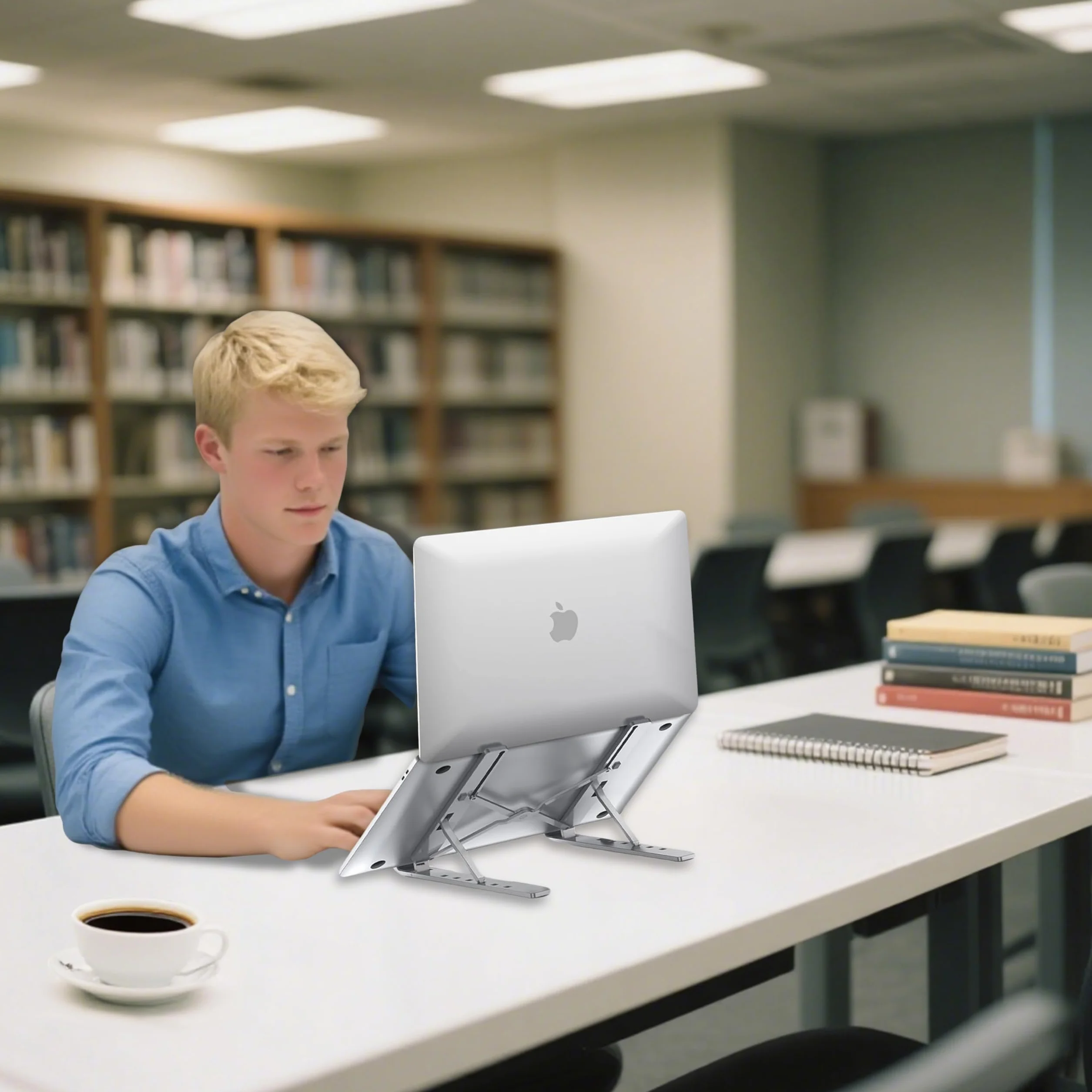 AiTodos® Stojak na Laptopa 8–16 Cali – Regulowany w 6 Pozycjach, Składany i Ergonomiczny, Antypoślizgowa, Stop Aluminium, Kompatybilny z MacBook Pro/Air, Dell, HP (Szary)