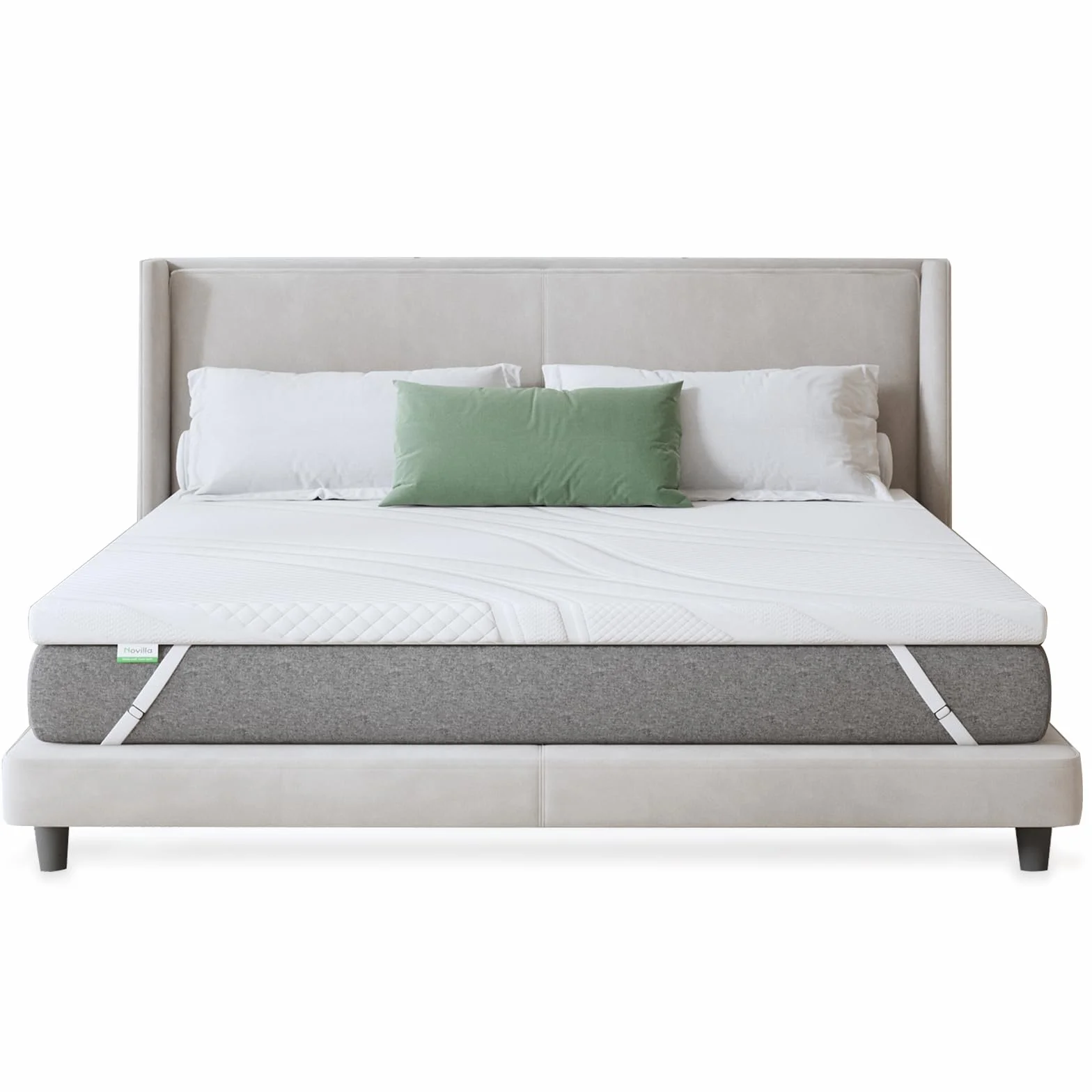 Novilla Topper Viscoelastic 140x200 5 cm, żelowy materac, nakładka na materac z pianki Memory Foam Mattress, bambusowy topper, zdejmowany i nadający się do prania pokrowiec na materac, biały