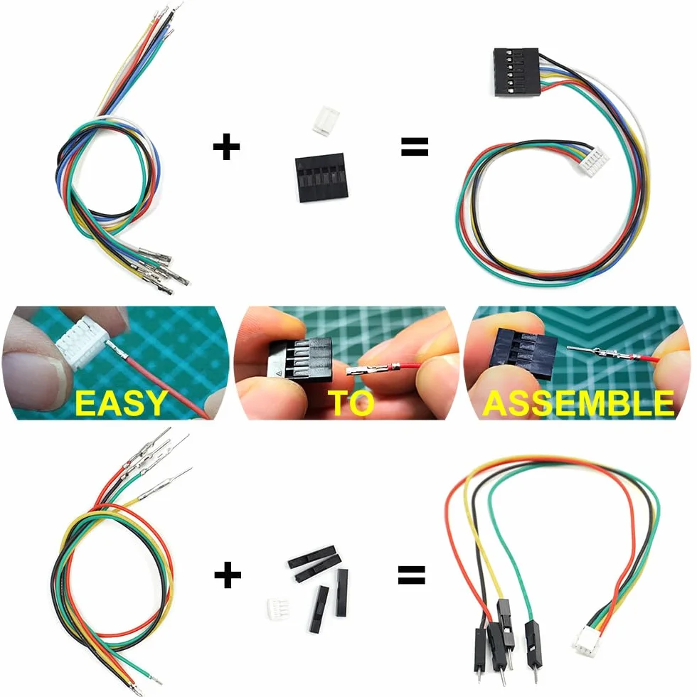 GH Złącza do Dupont 2,54 wstępnie zaciśnięte kable i złącza, zestaw kompatybilny z JST GH 1,25 mm do Pixhawk Cube 6C 6X Pixhawk4 20 cm przewód silikonowy
