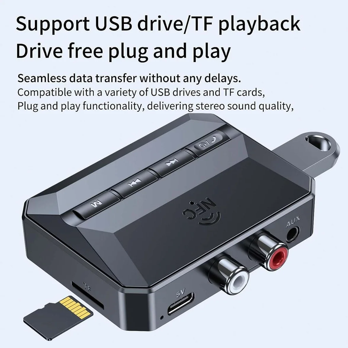 Odbiornik Bluetooth NFC, Adapter Bluetooth 5.3 AUX do Samochodu, Bezprzewodowy Odbiornik Audio do Domowego Zestawu Stereo/GłOśNika/Muzyki