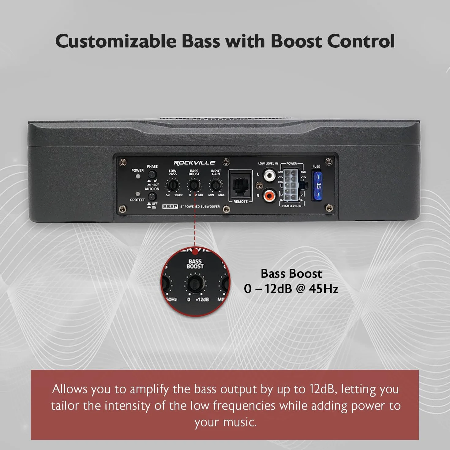 Rockville SS8P 400 W 20.3 cm Slim Under-Seat Active Powered Subwoofer do samochodów / ciężarówek