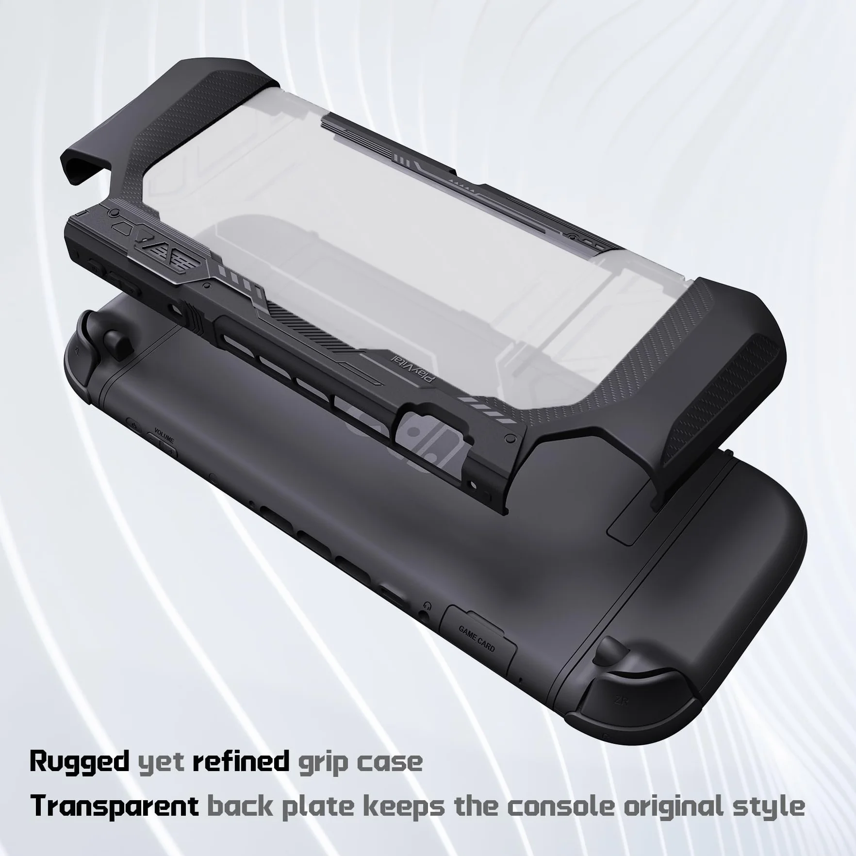 PlayVital Meteor Etui do Switch 2 Ochronny Pokrowiec do Switch 2 z Uchwytem Joycon,Dockable Osłona z Nakładkami na Joysticki–Czarny