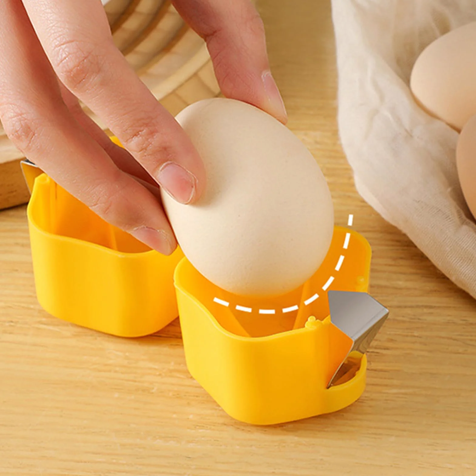 Egg Cutter Metal Alloy Body Portable Kitchen Tool for Fast Prep Press Shell Splitter