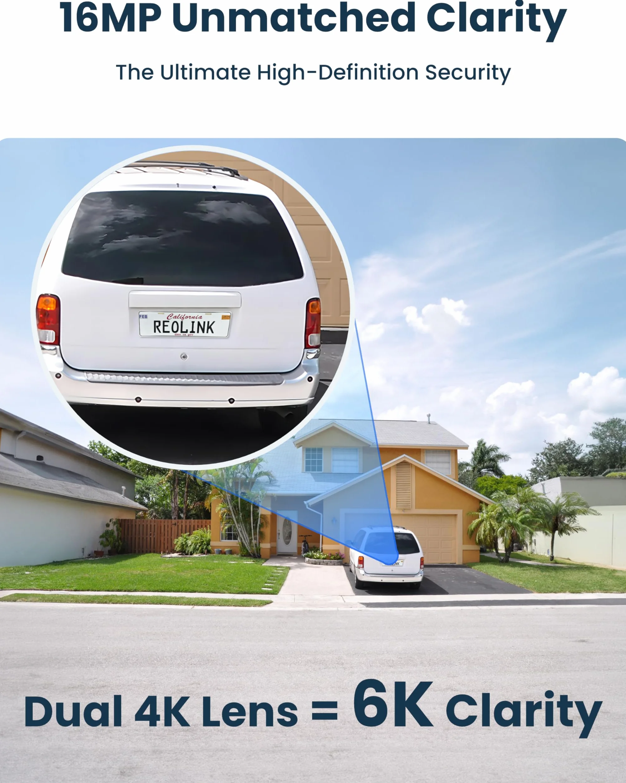 Reolink 16MP UHD 180° panoramiczna kamera Wi-Fi, dwuzakresowe Wi-Fi 2.4/5GHz 6, śledzenie ruchu, noktowizor, inteligentne wykrywanie, nagrywanie 24/7, lokalna pamięć masowa, Reolink Duo 3 WiFi