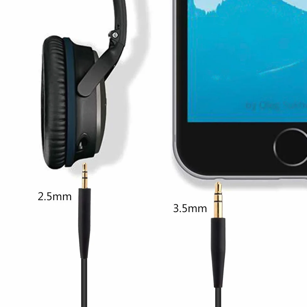 Zamienny inline mikrofon zdalna regulacja głośności kabel audio kabel kabel zgodny z Bose SoundTrue Soundlink QC25 QC35 OE2 słuchawki z urządzeniami iPhone (czarny)