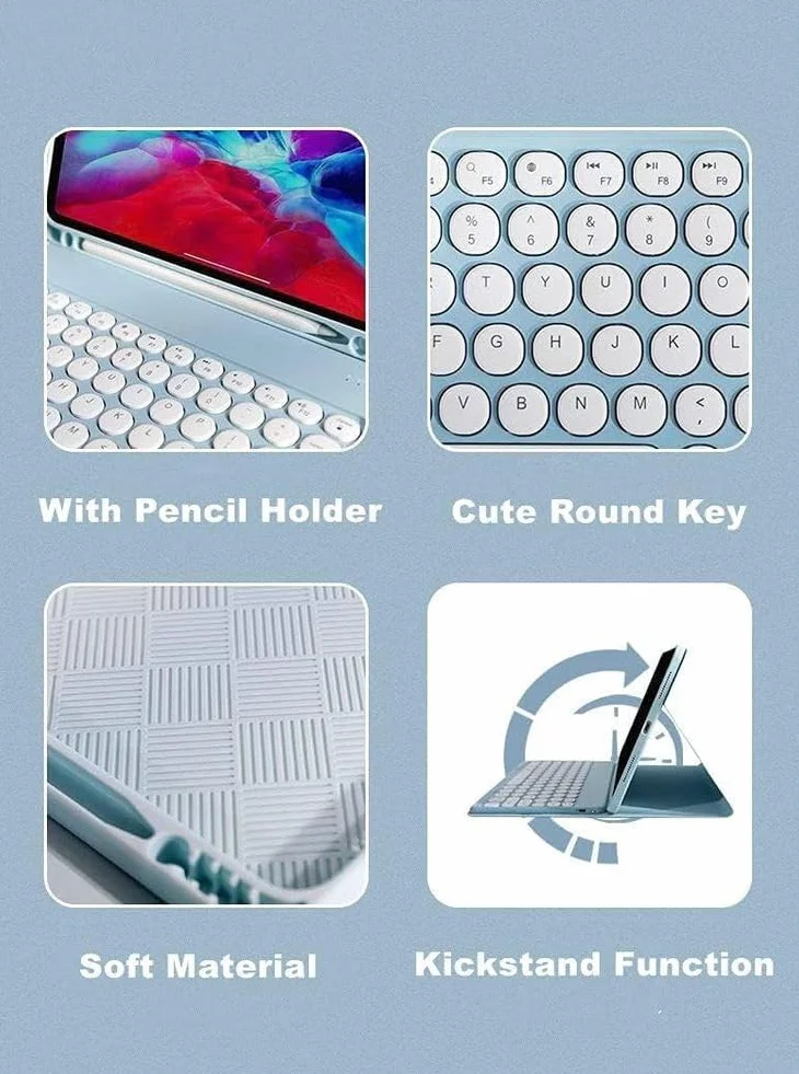 Etui z klawiaturą do Samsung Galaxy Tab S10 Fe/ S9 Fe 5G 10,9"/Tab S9 11", zdejmowana klawiatura Bluetooth z uchwytem na długopisy, różowy