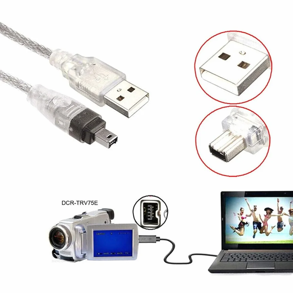 BRAVECOW USB do Firewire IEEE 1394, AM na 4-pinowy kabel 1,5 m adapter kabel kabel kamera do edycji komputera do mini kamer DV i D8 1394 cyfrowy sprzęt wideo