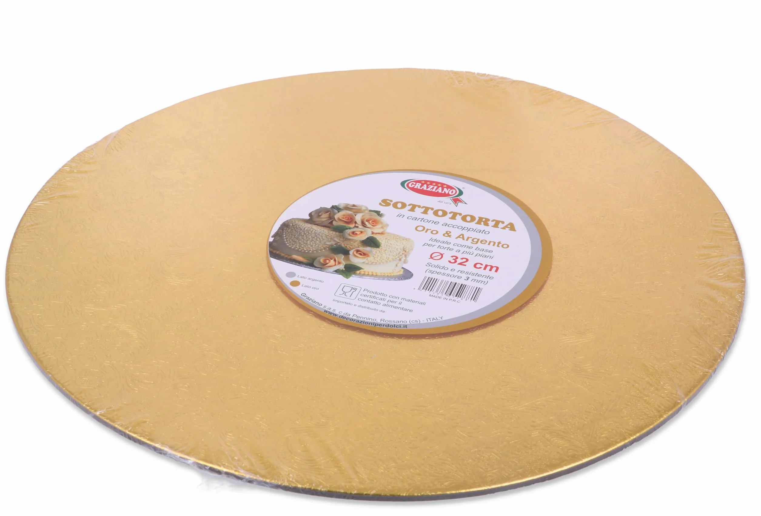 Graziano Złoto-srebrna taca pod tort okrągła Ø 32 cm