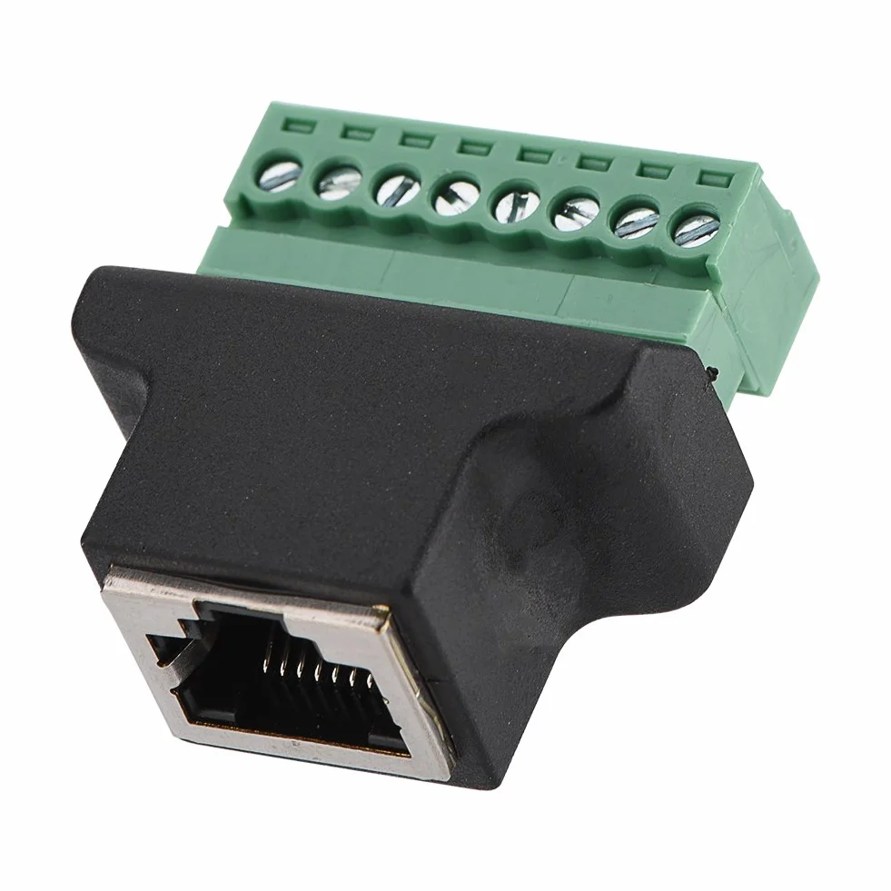 Złącze Ethernet DVR RJ45, ASHATA RJ45 złącze żeńskie do 8-pinowego złącza zacisku śrubowego
