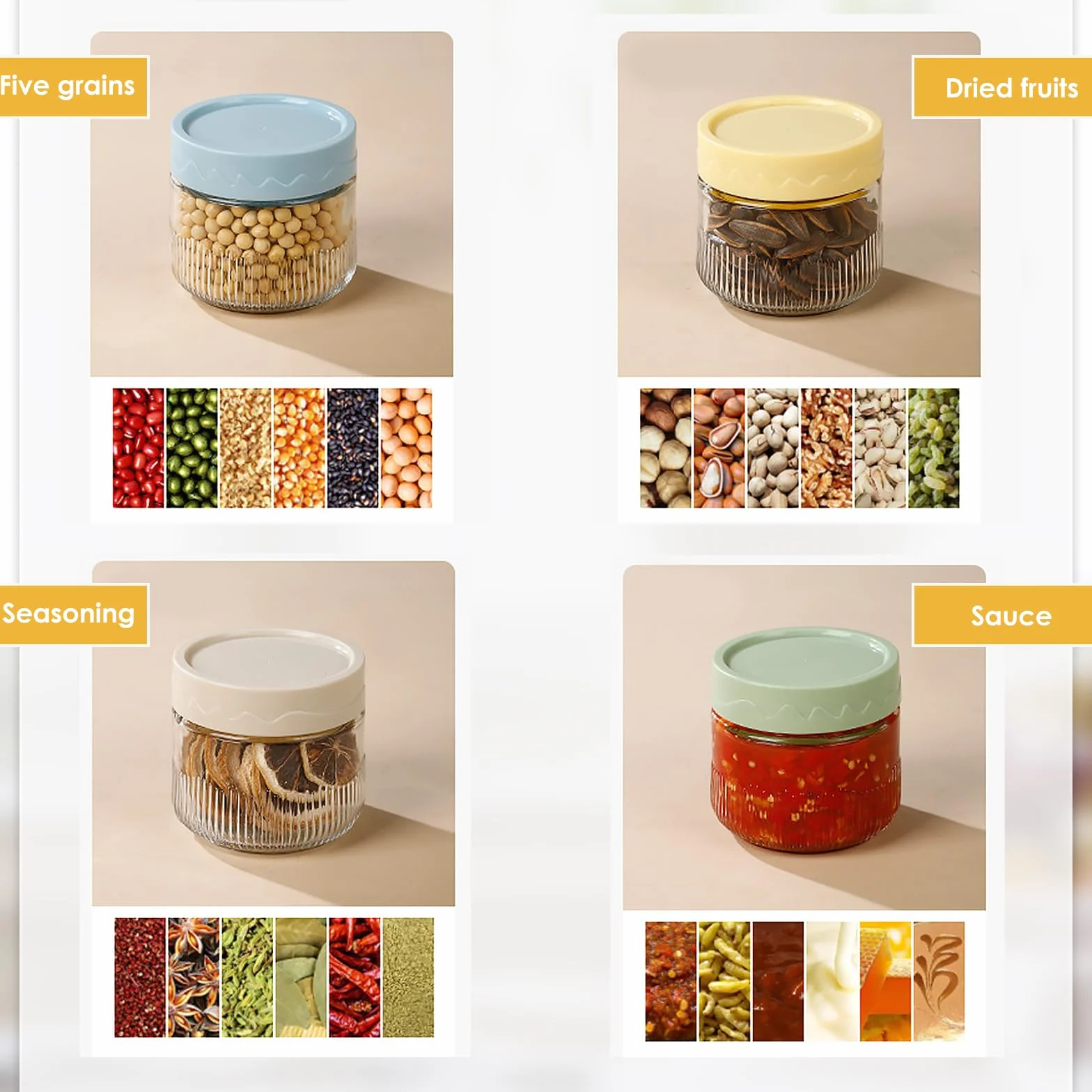 Overnight Oats słoika na owoce, 4 sztuki, 250 ml, szklane pojemniki na owsianki, puste słoiki do przechowywania, wielokrotnego użytku na jogurt, budyń, sałatkę, dżem