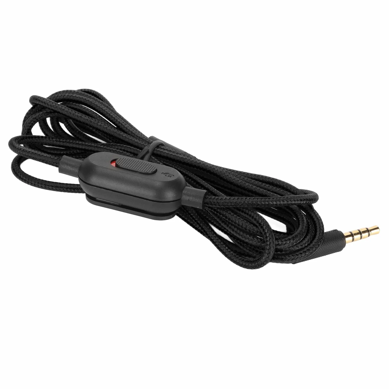 Tkany kabel do słuchawek do gier, z regulacją głośności i przełącznikiem wyciszenia, zamiennik kabla audio Aux, kompatybilny z G Pro G Pro X G433 G233 (czarny)