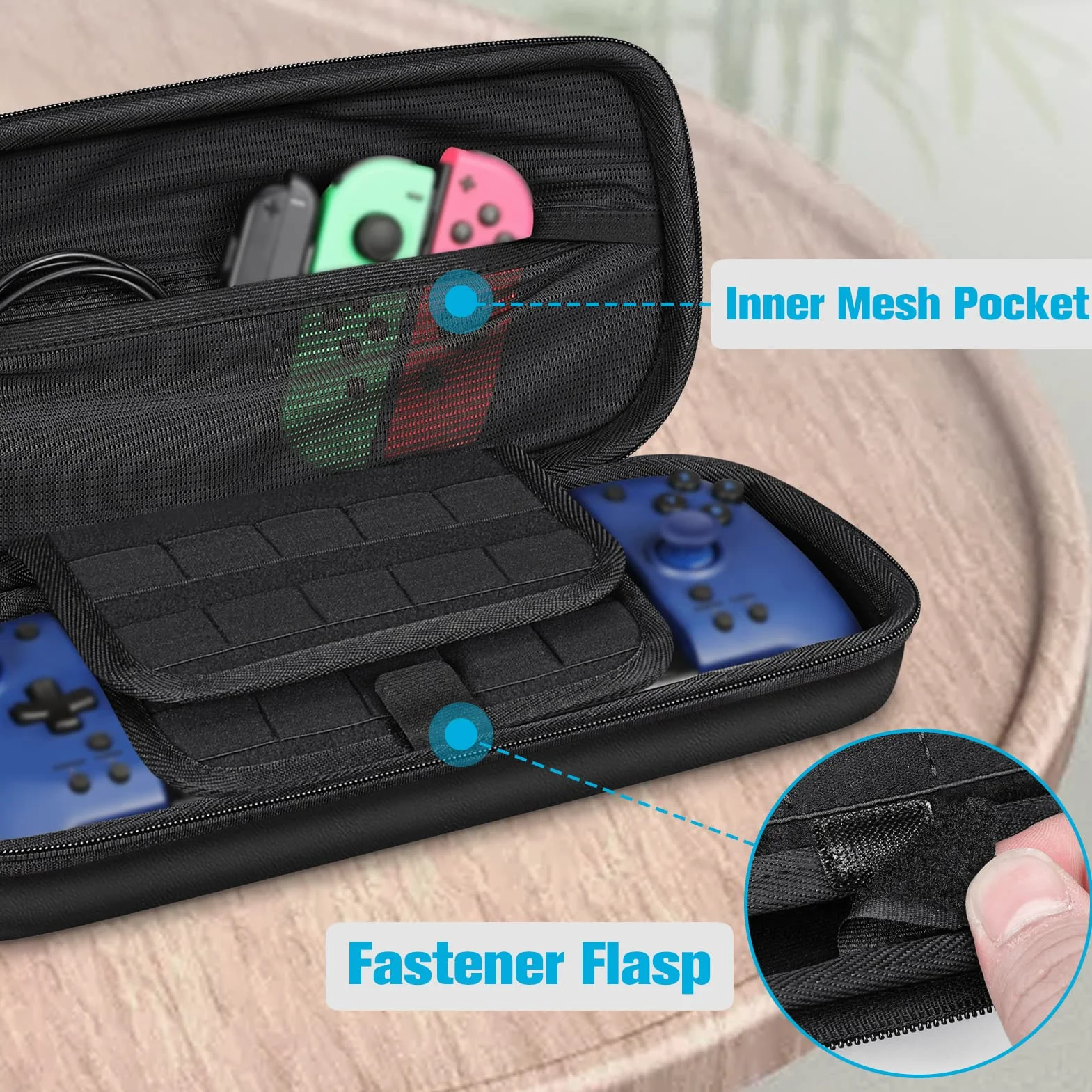 Fintie Pokrowiec na Nintendo Switch OLED Hori Split Pad Pro twarda obudowa torba 30 uchwytów na karty do gry