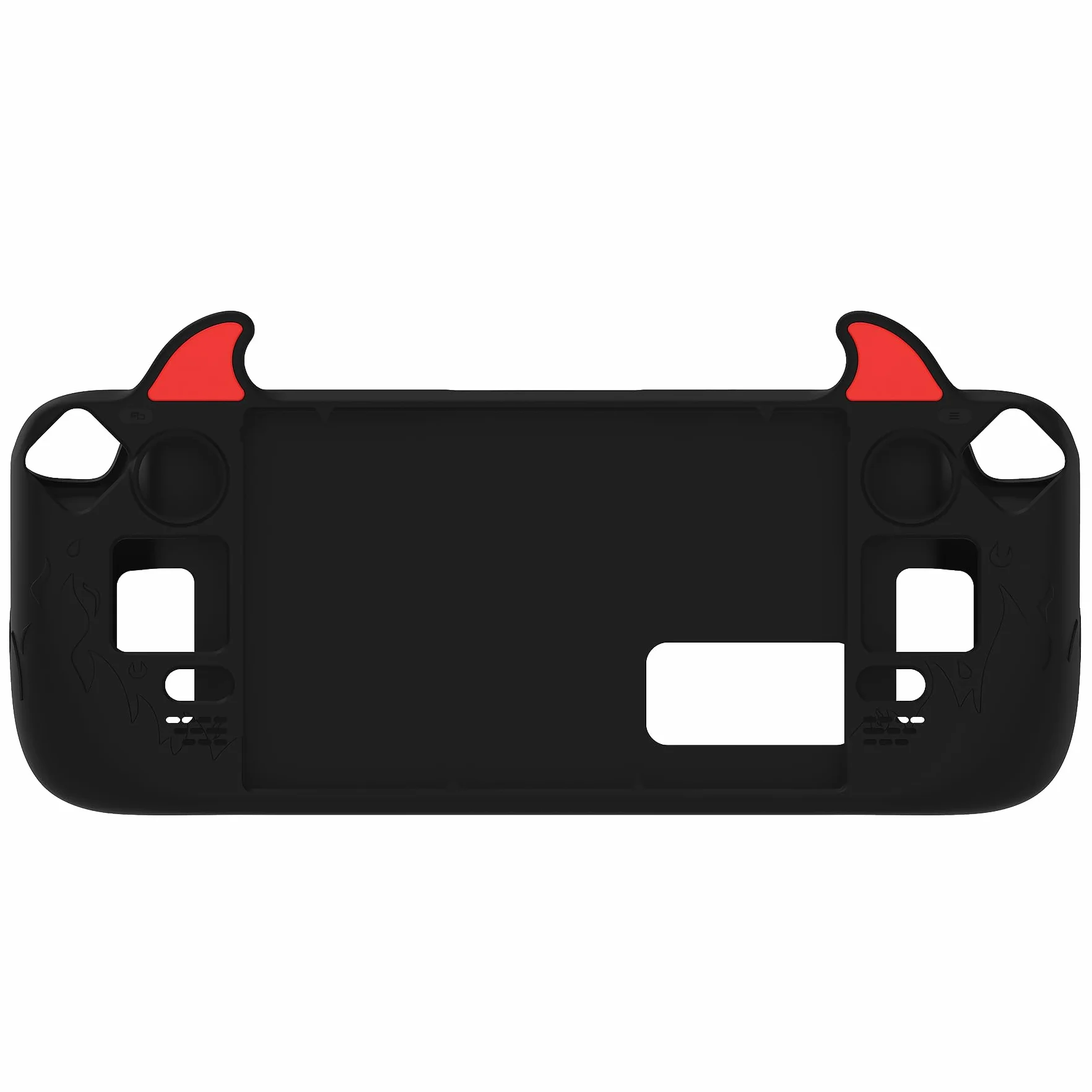 PlayVital Osłona do Steam Deck OLED/Steam Deck z Nakładkami na Joystick & Przyciskami & Naklejkami Trackpady,Ochronna Osłona Silikonowa Antypoślizgowa- Czarna, Uroczy Demon