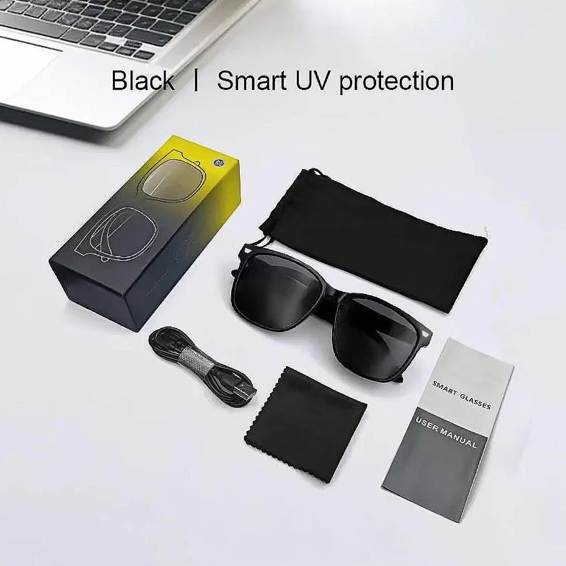OVLENG Inteligentne okulary Bluetooth 5.3 - Inteligentne okulary Smart Glasses, inteligentne okulary z słuchanymi piosenkami, asystent głosowy, do wszystkich urządzeń, aktywności na świeżym powietrzu,